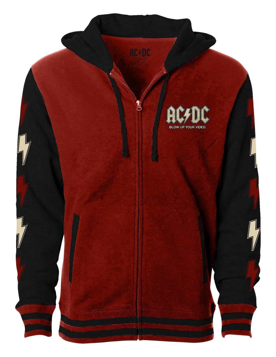 AC/DC Collegejacke Blow Up Your Video Hoodie Angus Young Blitze Kapuzenjacke