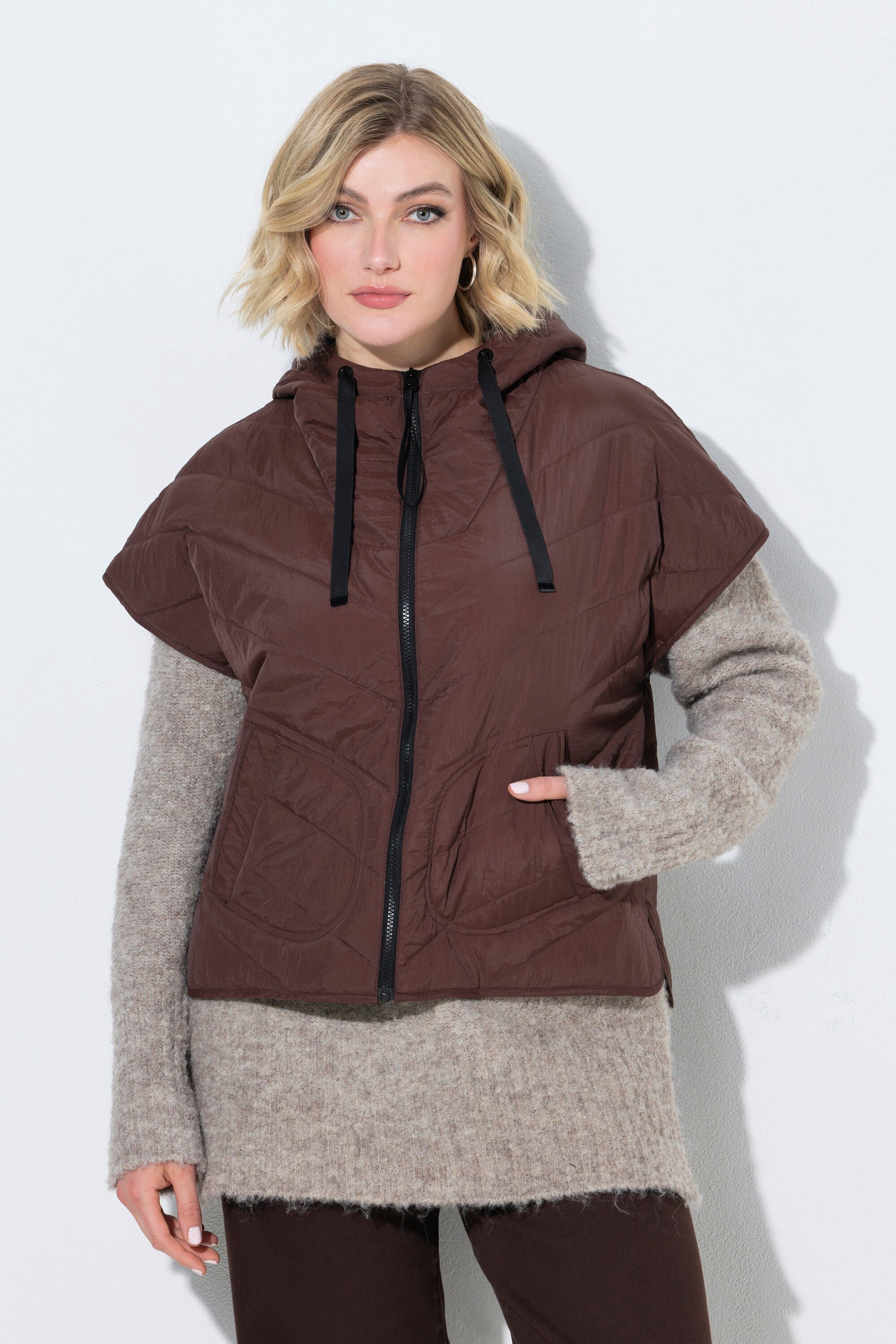 Ulla Popken Steppweste Steppweste oversized wasserabweisend Kapuze