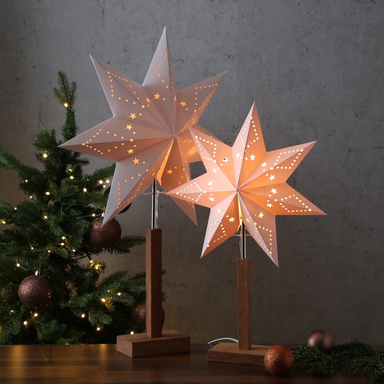 Lisa E14 Weihnachtsstern Stern LED 52cm Leuchtstern Papierstern MARELIDA Fassung