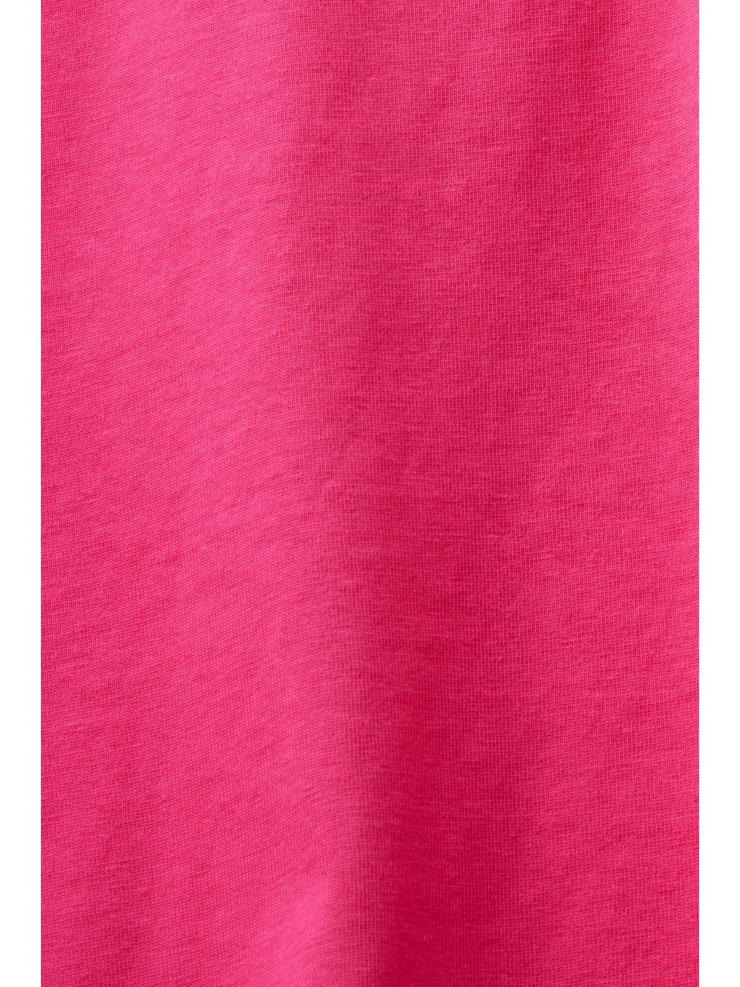 (1-tlg) Baumwoll-T-Shirt PINK T-Shirt mit Esprit FUCHSIA Rundhalsausschnitt
