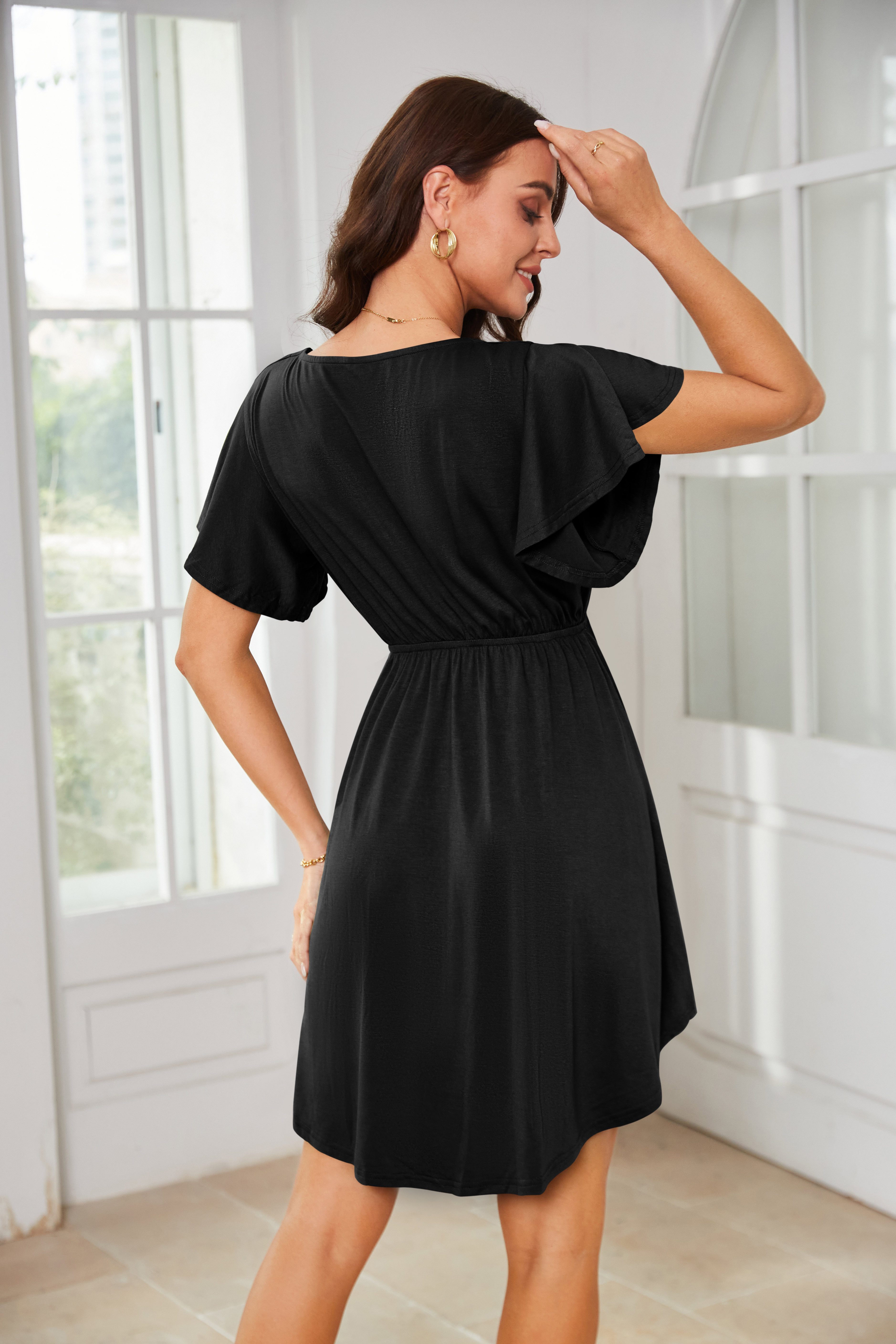 Beluring Tunikakleid Damen Lässig Kurzarm Sommerkleid Freizeitkleid Blusenk günstig online kaufen