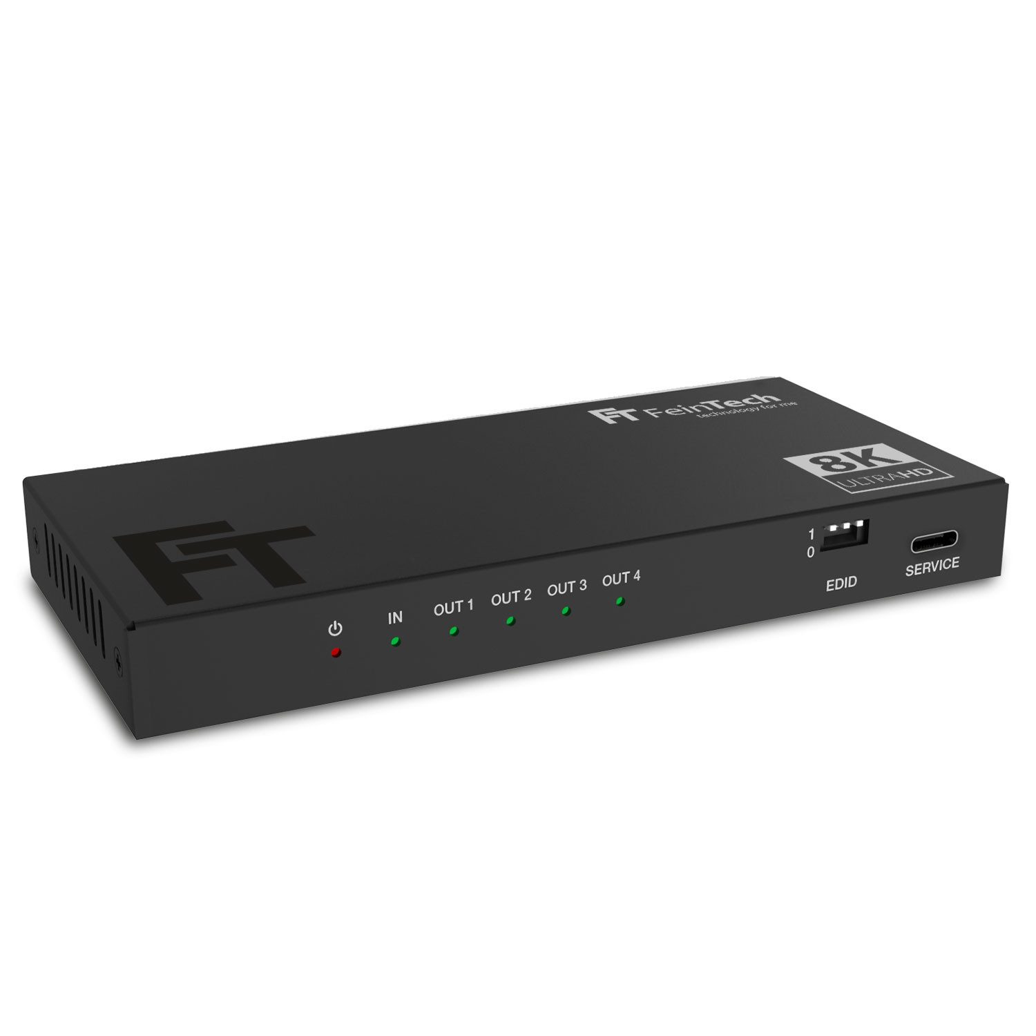 FeinTech HDMI-Splitter SP410 1 in 4 out, HDMI 2.1 4K 120Hz & 8K 60Hz Downscaler CEC-Pass