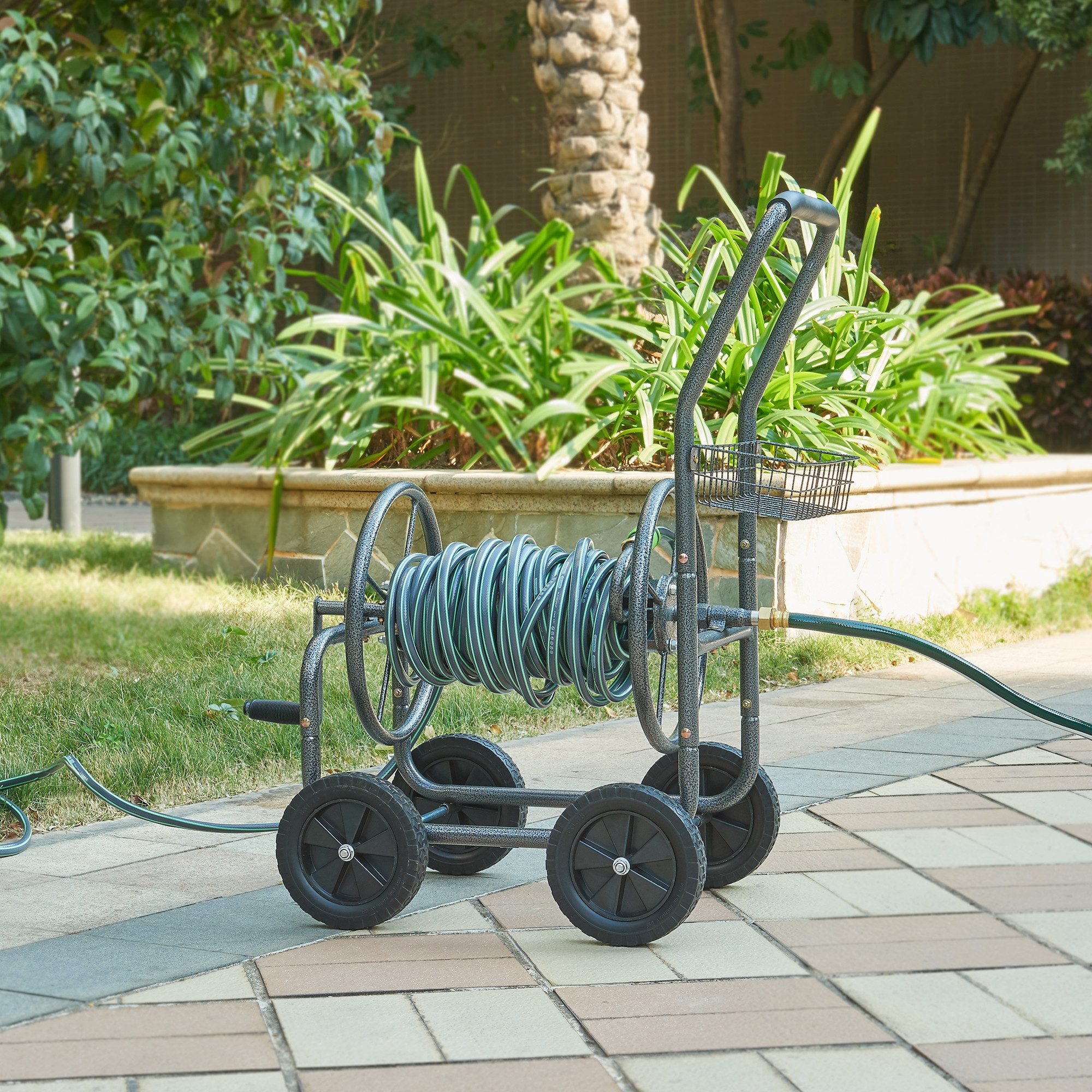 pro.tec Schlauchwagen, »Gelibolu« für Schläuche von 65 m (3/4) Stahl 84x48x93 cm Grau