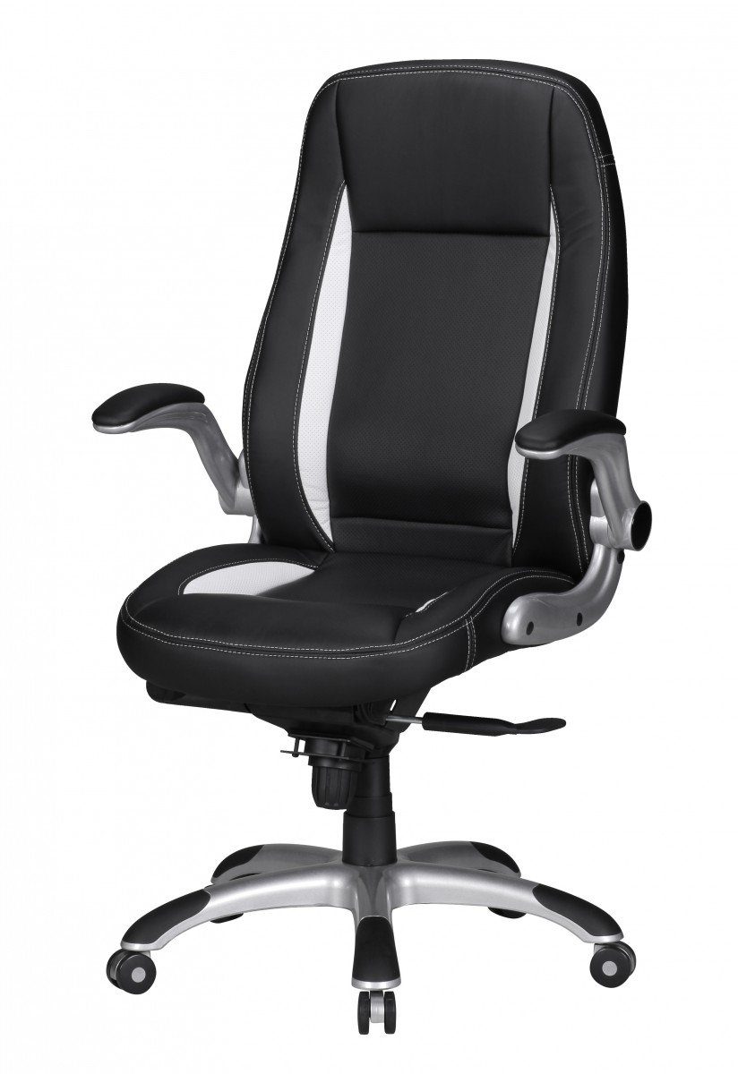 Amstyle mit Armlehne Chair Design), Schwarz / SPM1.239 Drehbar, Weiß, (Kunstleder Drehstuhl Gaming Bürostuhl Racing Schreibtischstuhl