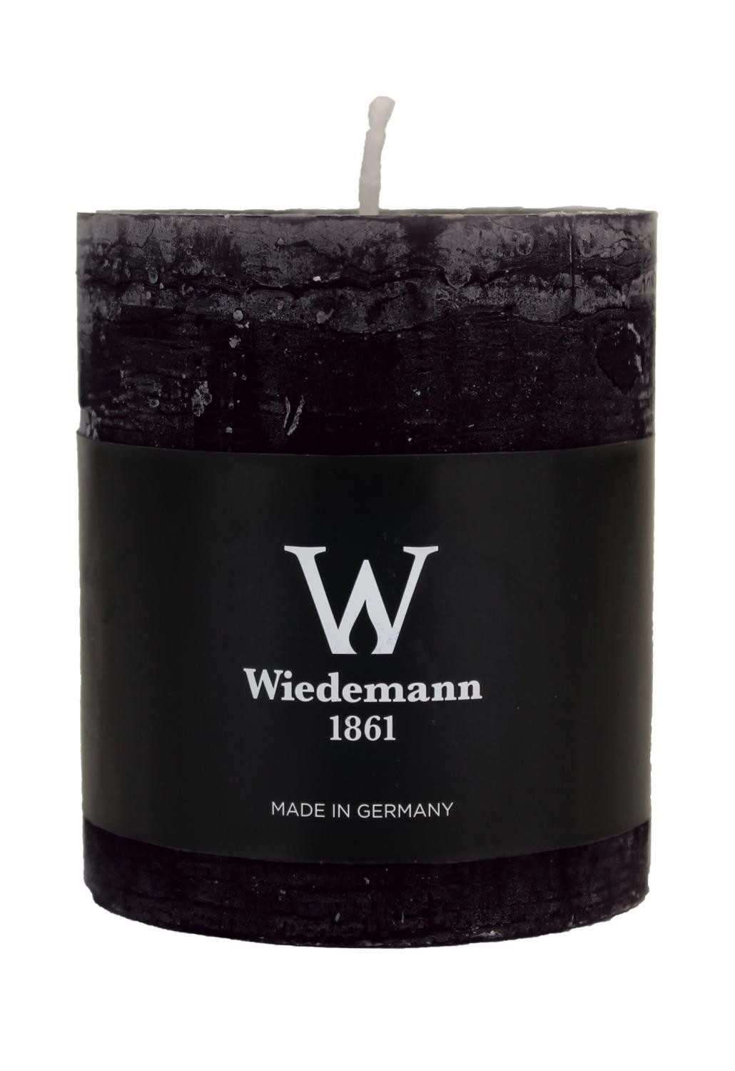 INNA-Glas Stumpenkerze Blockkerze AURORA, schwarz, 8cm, Ø6,8cm, 34h - Made in Germany