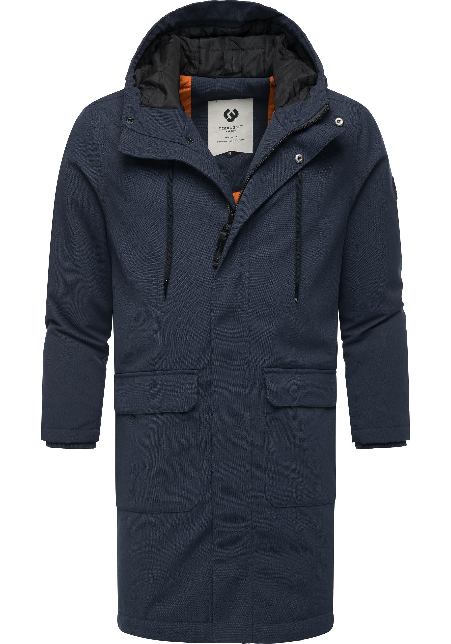 Ragwear Wintermantel Mr Them Long lange wasserdichte Herren Winterjacke mit Kapuze