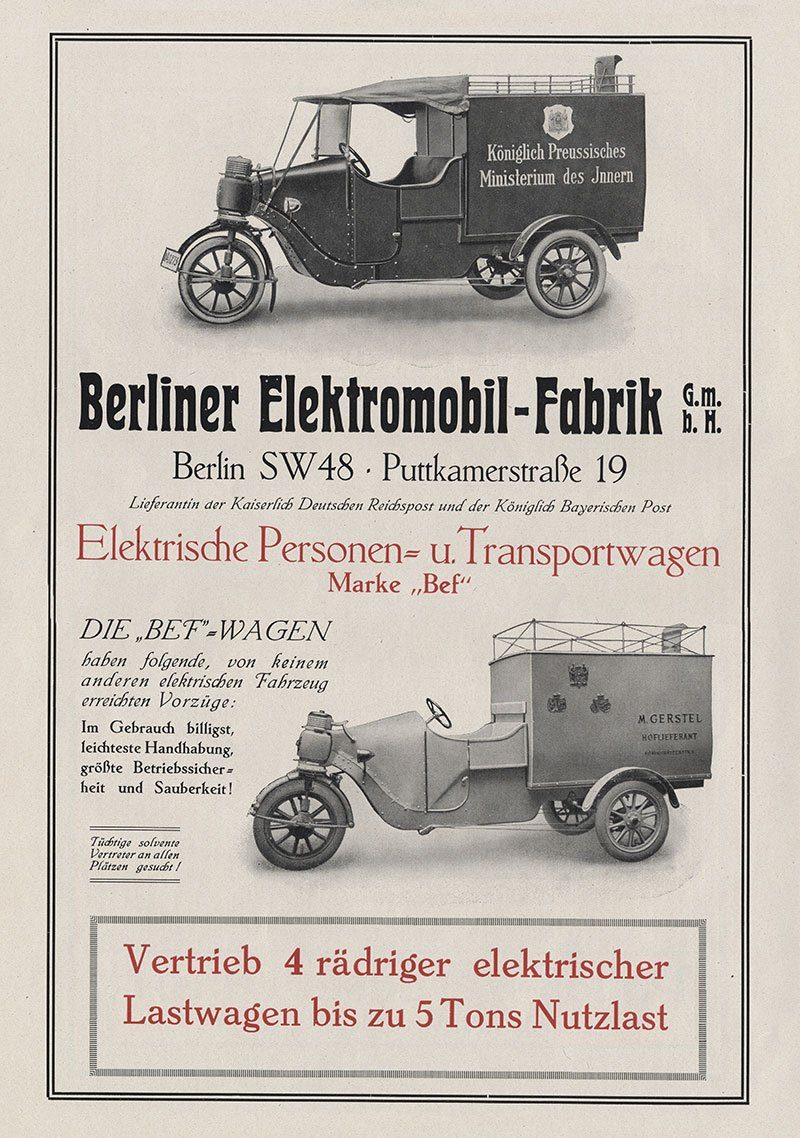 Kunstdruck Berliner Elektromobil Fabrik Elektrowagen BEF Plakat Braunbeck Motor A, (1 St)