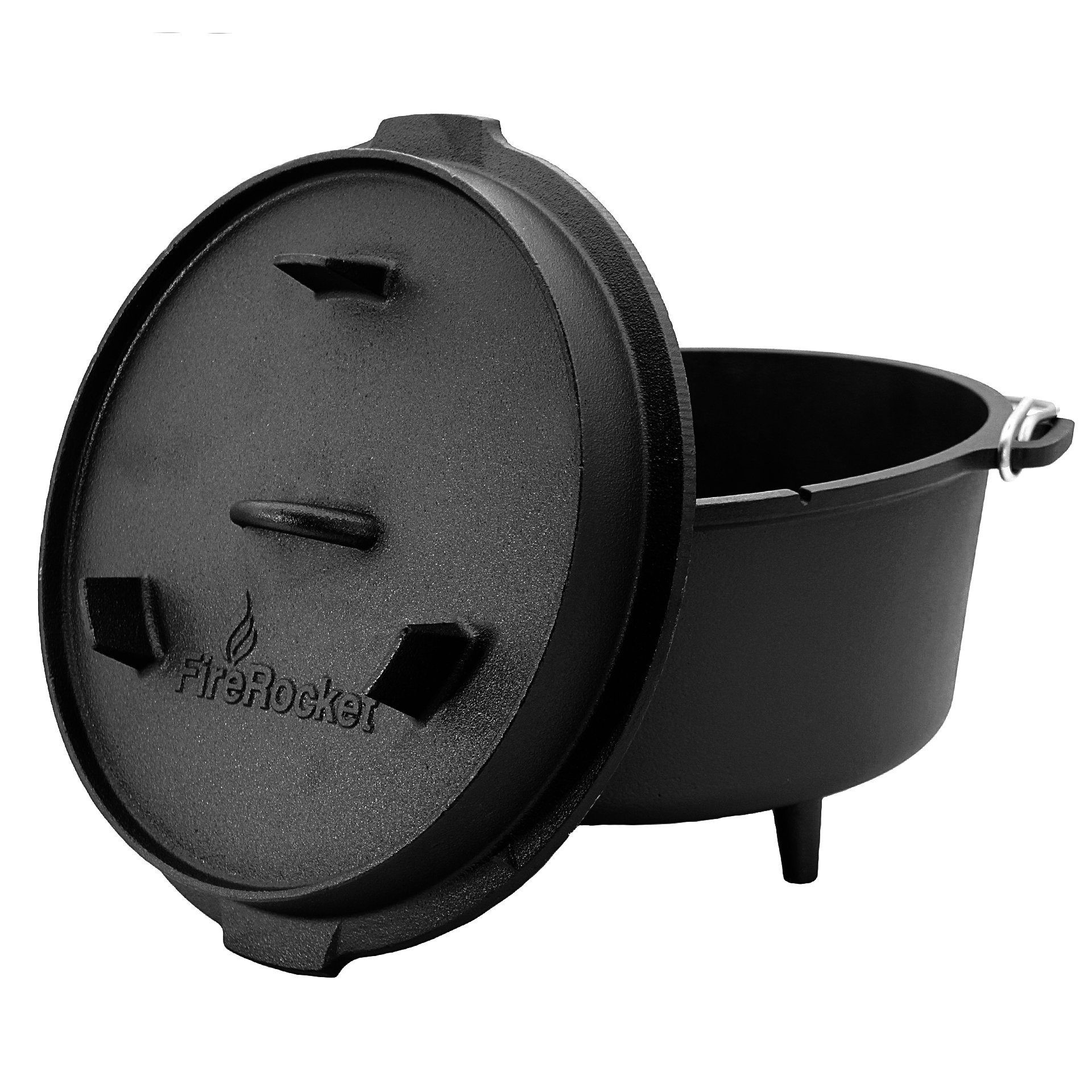 FireRocket Grilltopf Dutch Oven 9qt 8,5L Dreibein Premium Gusseisen, (Dutch Oven)