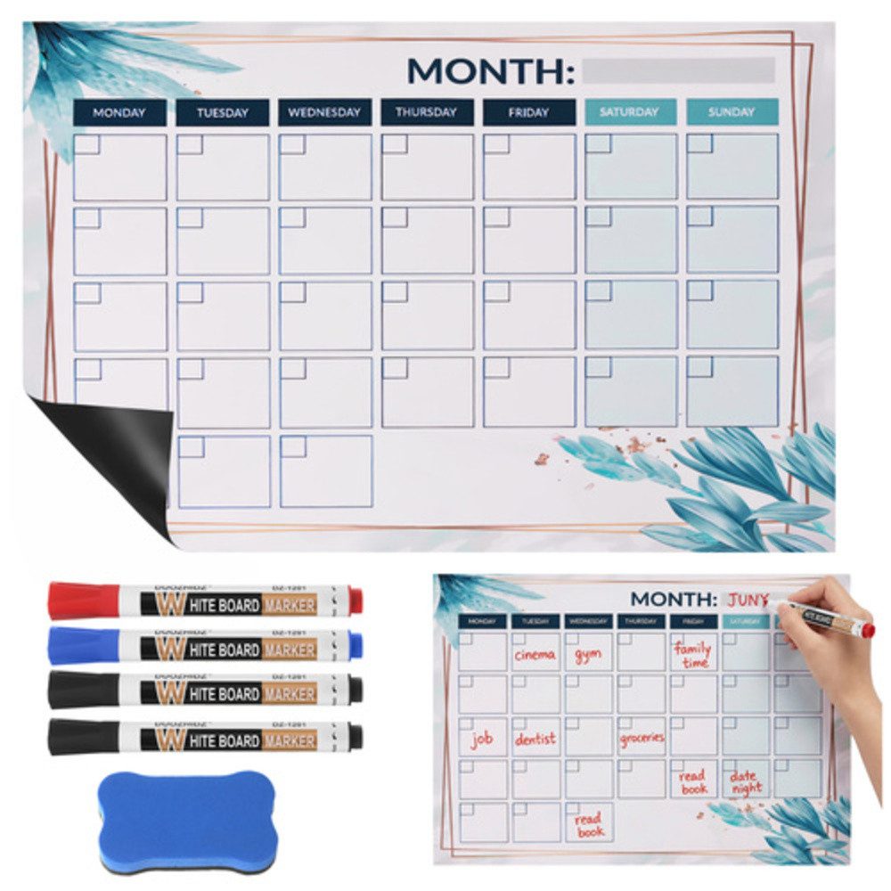 Ruhhy Terminplaner Kühlschrankkalender Magnetplaner, Einträge einfach schreiben, ändern und rückstandslos entfernen