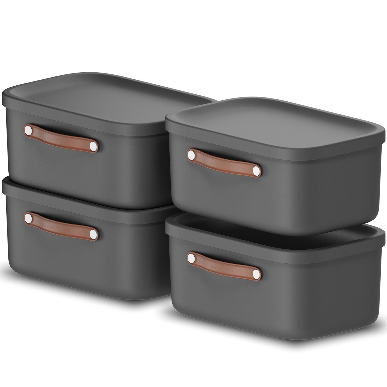 Stapelbox 4er-Set Kiste mit Deckel Maloja 12l