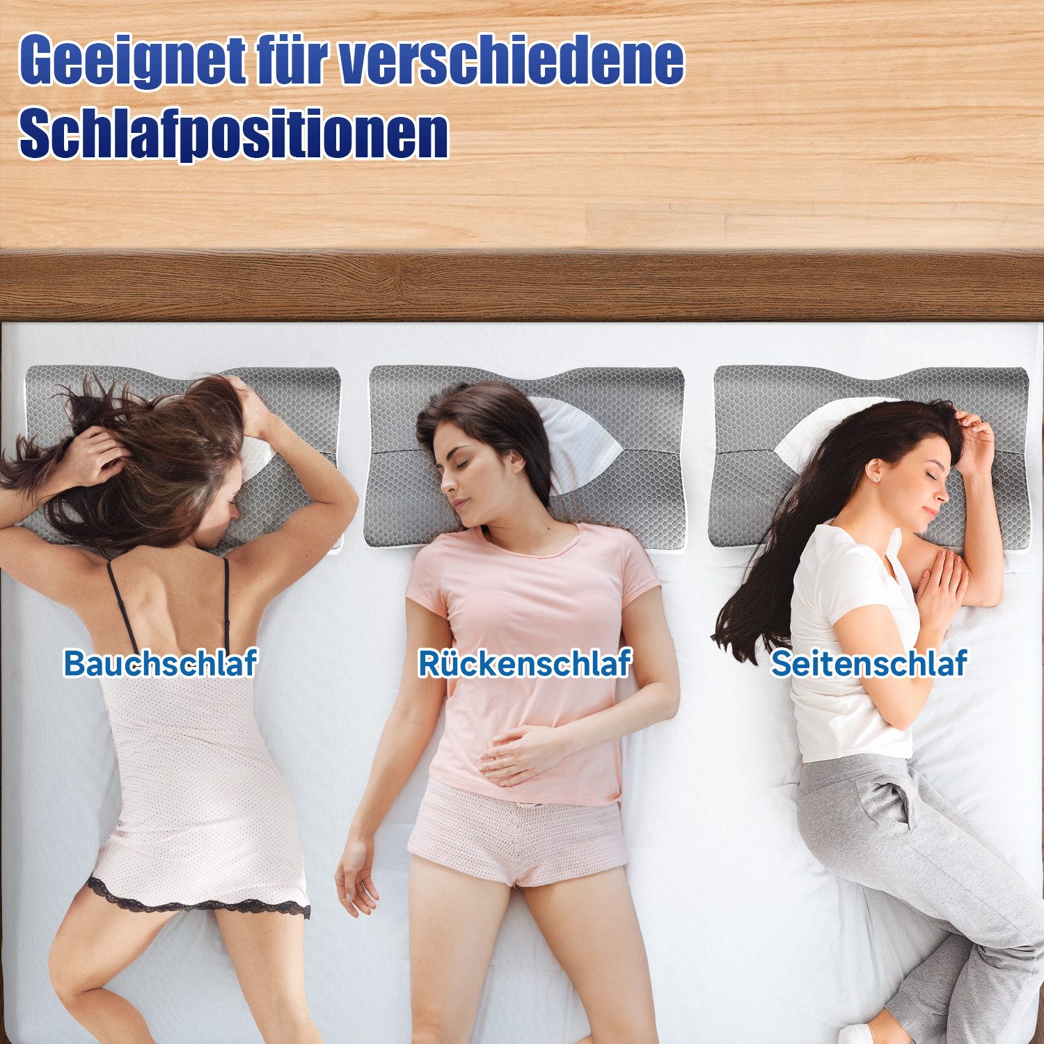 Esun Kopfkissen Orthopädische Ergonomisches Memory Foam Kissen, Nackenkissen, Kissen, Füllung: Rückstellschaum, Rückenschlafer, Bauchschlafer, Seitenschlafer, S – Bild 4 von 5