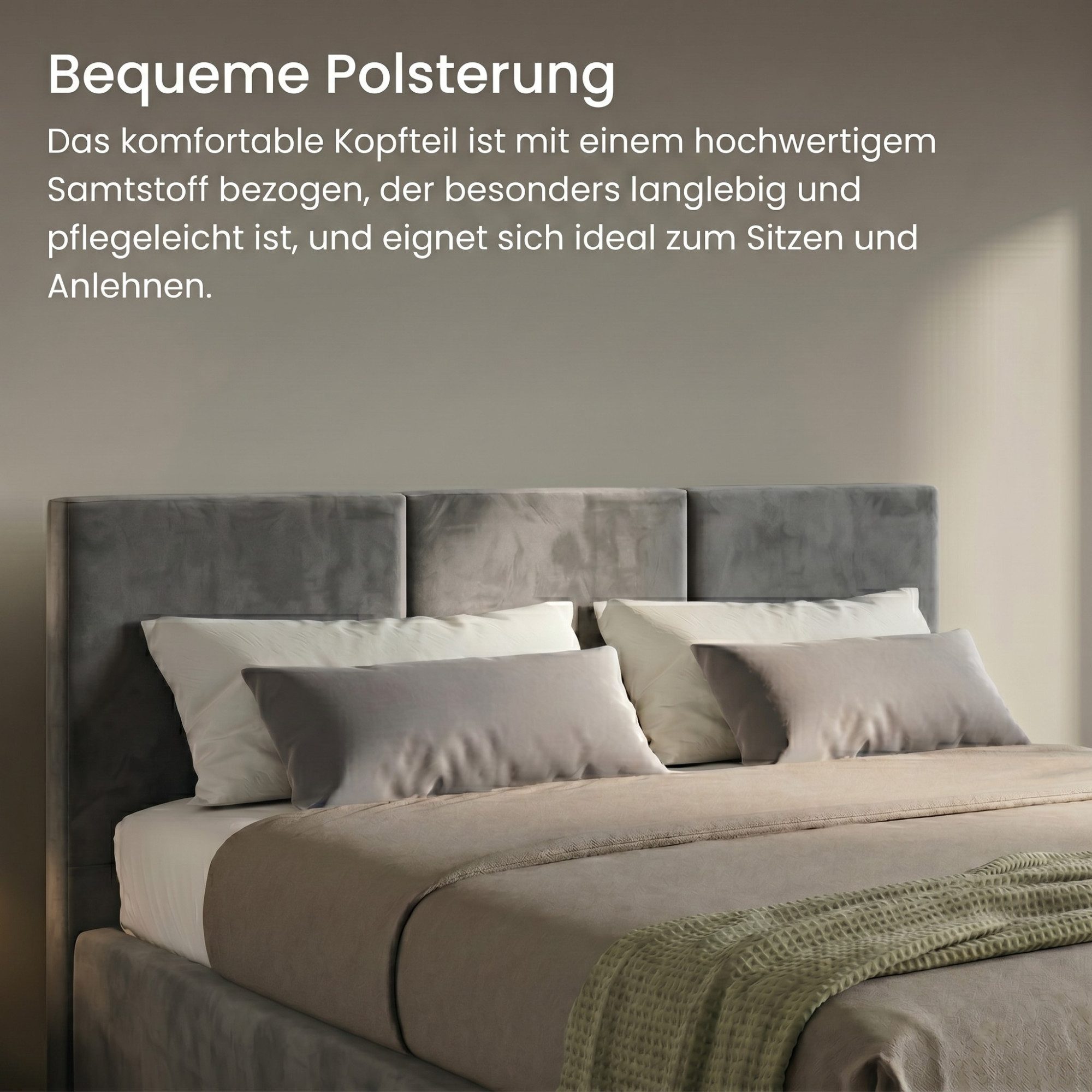 Home Collective Polsterbett Bett Doppelbett Bettgestell mit Lattenrost & Stauraum, mehrere Größen (Größen: 120x200 140x200 160x200 180x200, samtweicher Velourss – Bild 4 von 4
