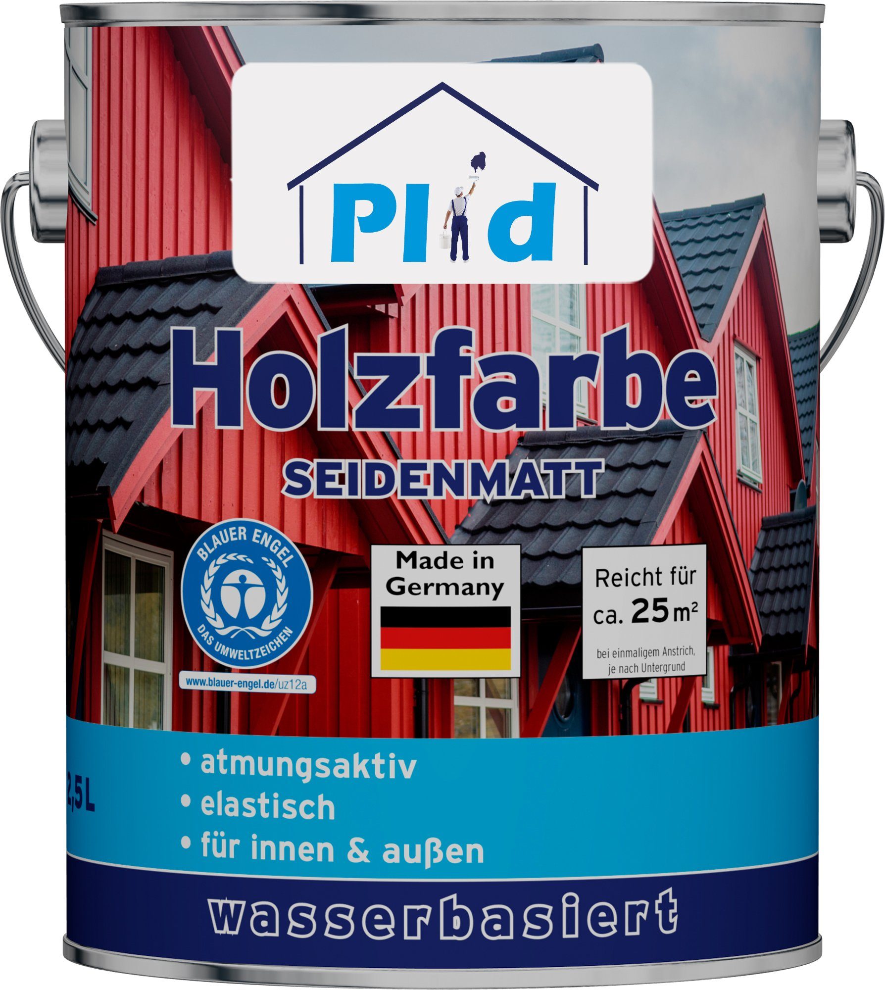 plid Holzlack Holzfarbe Holzlack Schwedenhausfarbe Landhausfarbe Dauerschutzfarbe, Schnelltrocknend, verarbeitungsfertig