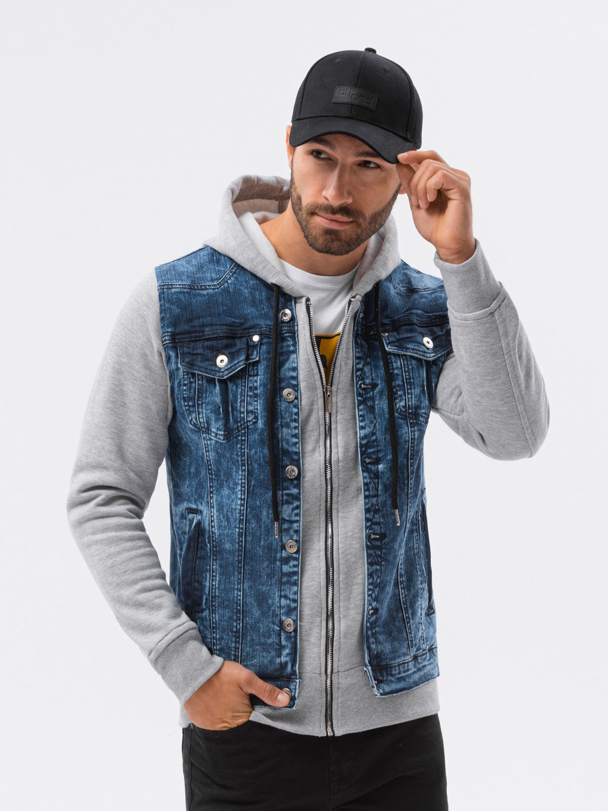OMBRE Jeansjacke Herren-Jeansjacke mit Kapuze günstig online kaufen