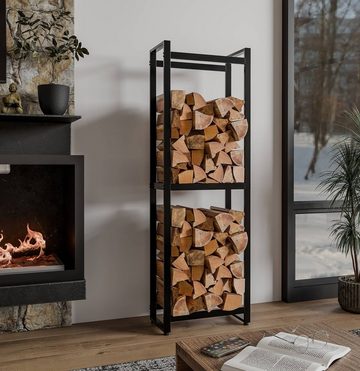 CLP Kaminholzregal Morson, BxTxH:50x25x150 cm, Holzständer aus pulverbeschichtetem Stahl