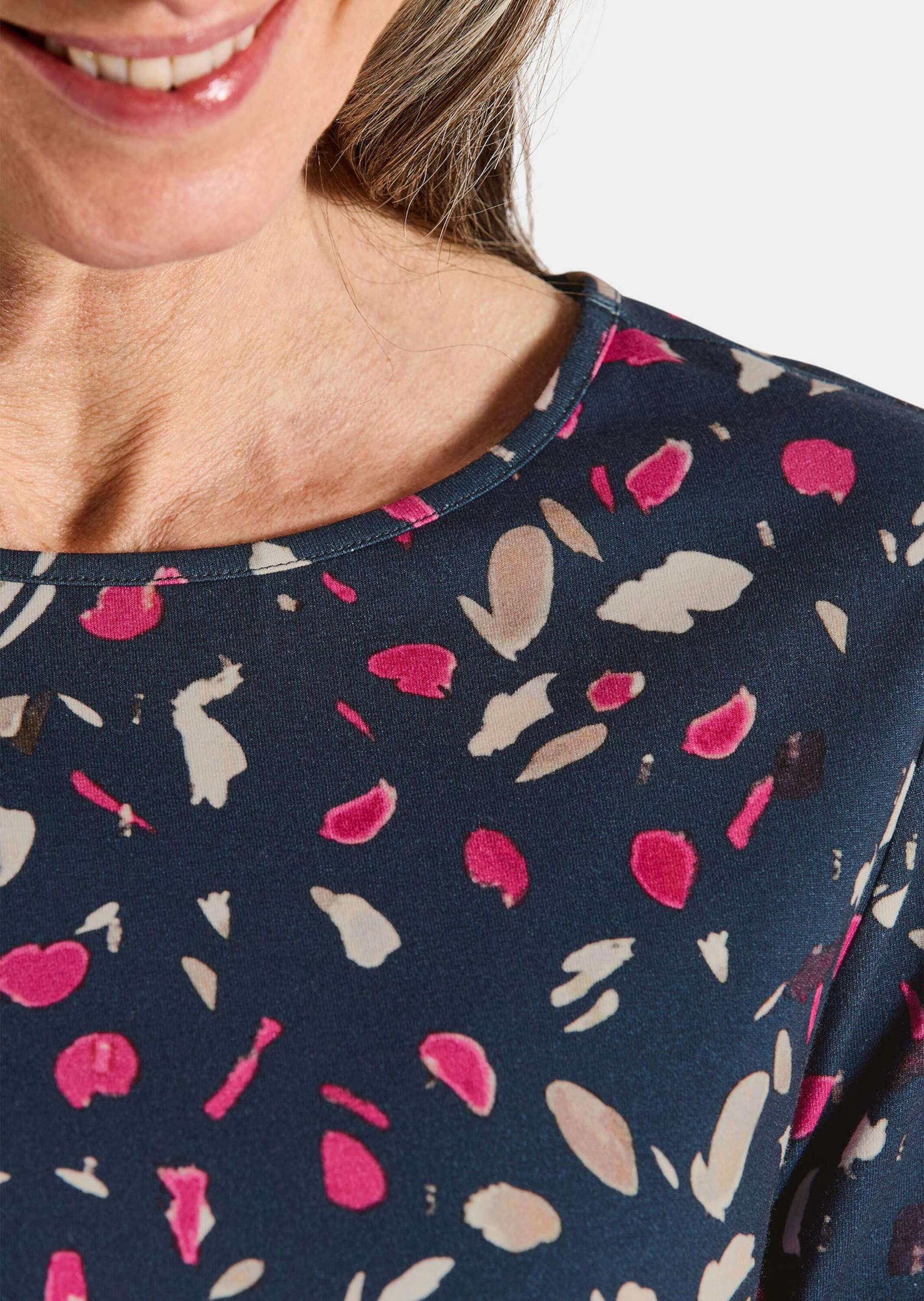 GOLDNER Print-Shirt Florales Jerseyshirt mit Paisley-Muster Baumwollshirt mit U-Boot-Ausschnitt und 3/4-Ärmeln – Bild 5 von 5