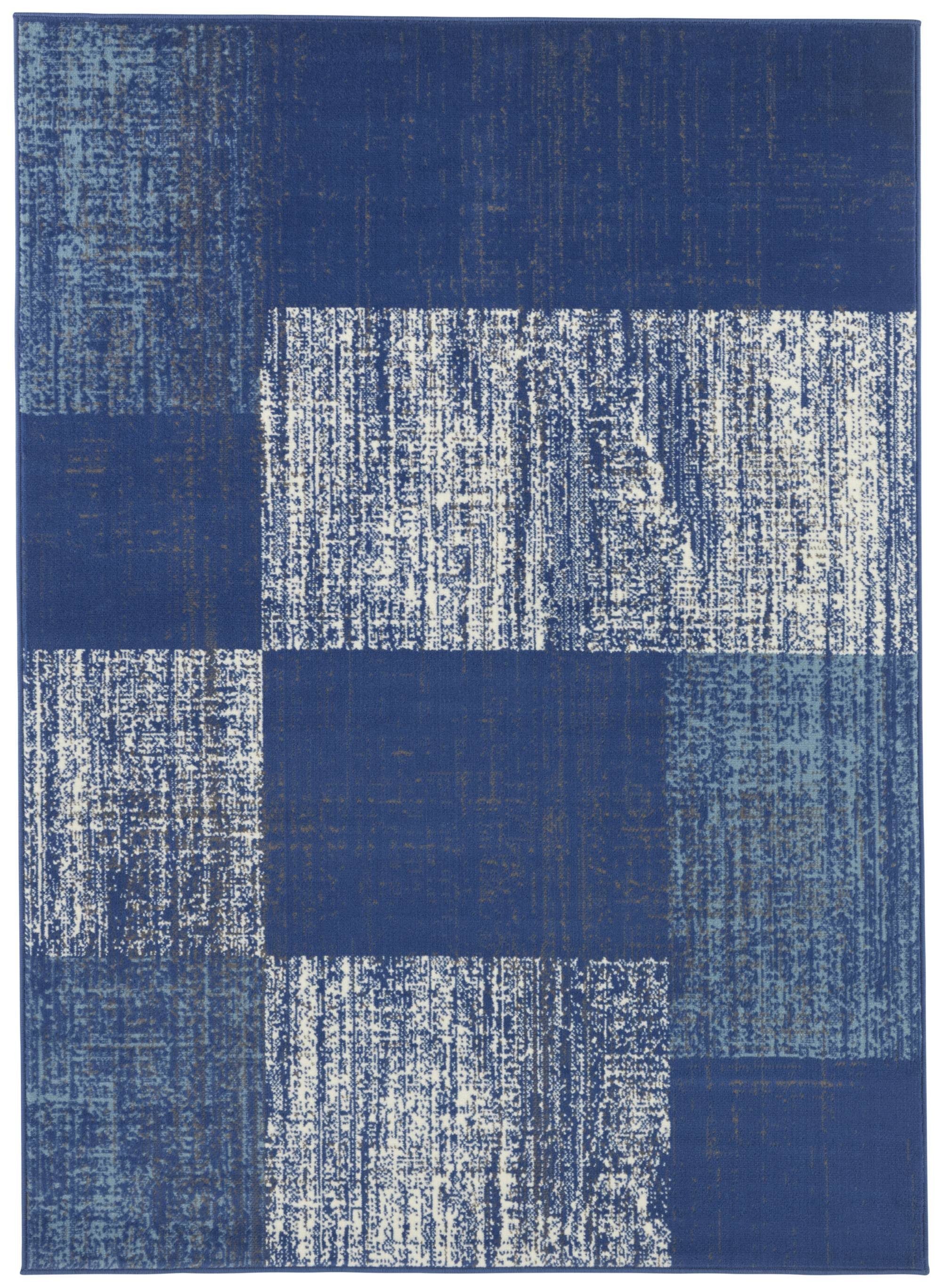 Designteppich ZELE, GMD Living, rechteckig, Höhe: 8 mm, hochwertiger Velours Design-Teppich, 160 x 220 cm jeansblau