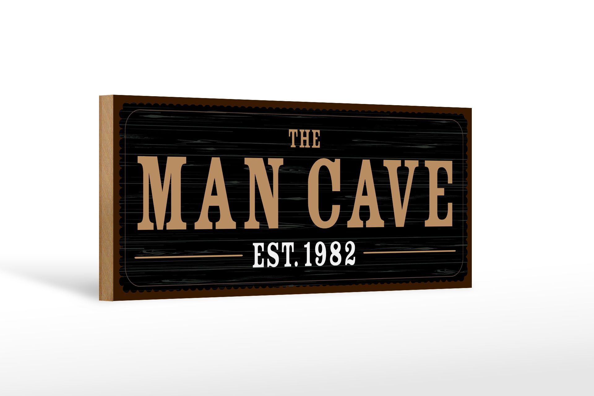 Holzbild Spruch 27x10 cm The man cave Est. 1982
