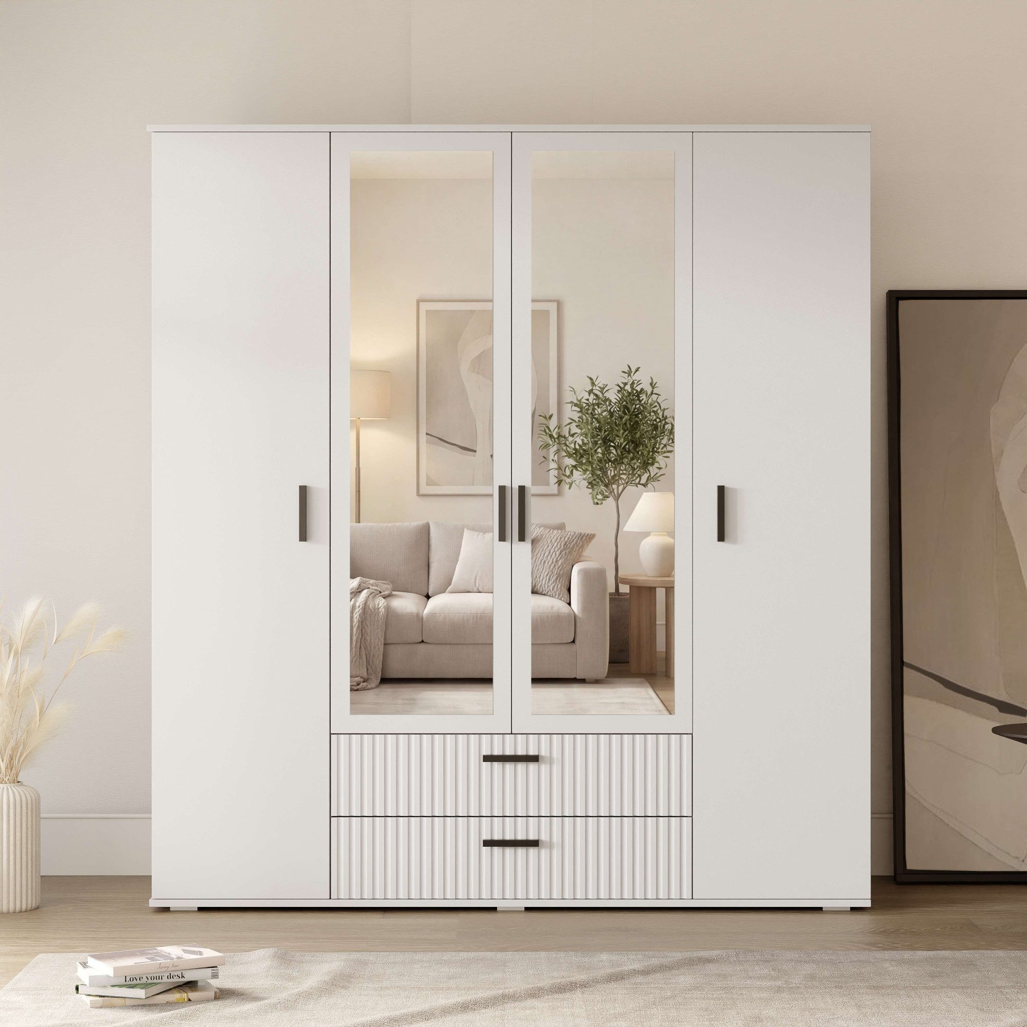 Kleiderschrank KOLLINE, modern mit viel Stauraum & geriffelter Struktur