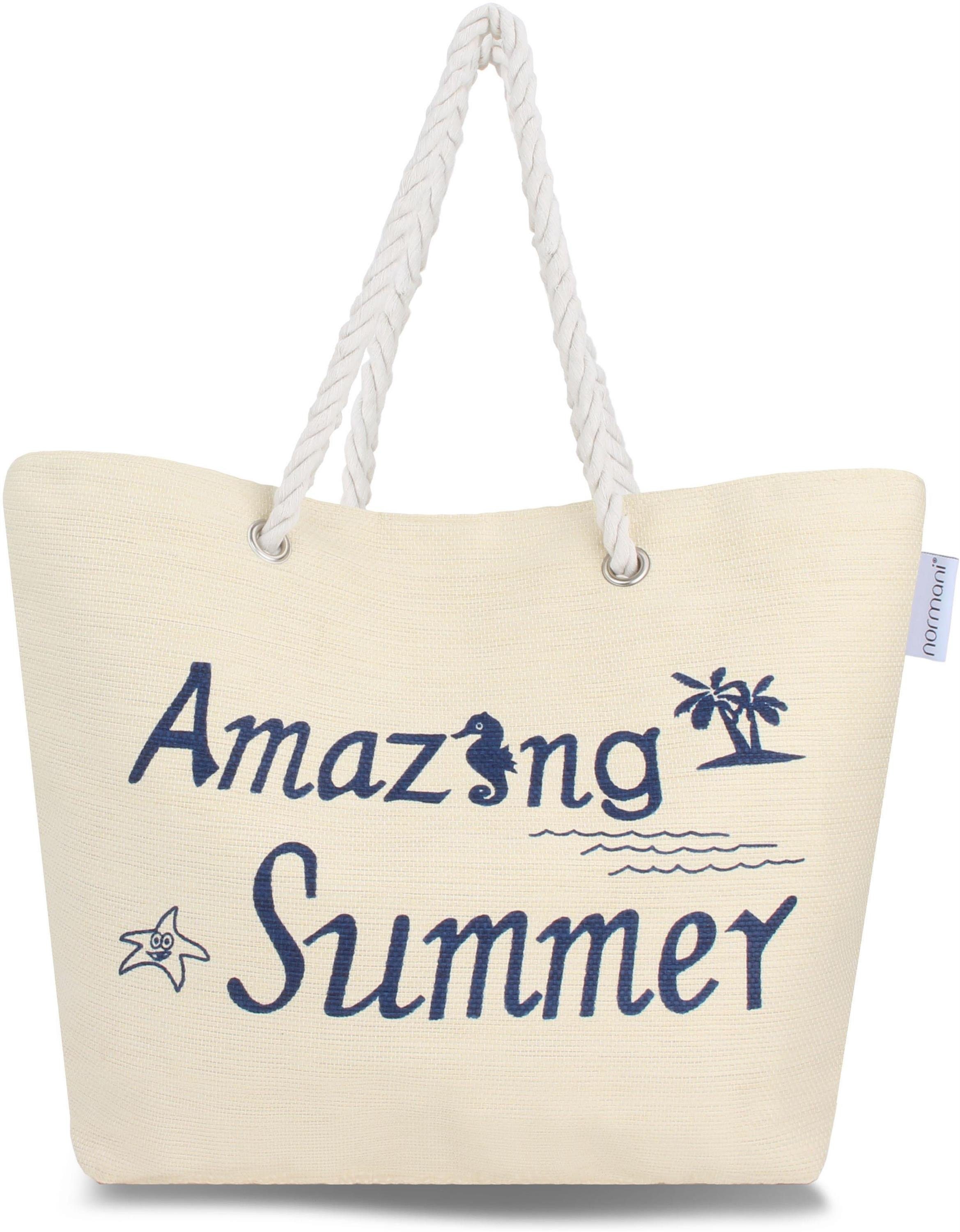 normani Strandtasche Bequeme Sommer-Umhängetasche, Strandtasche, Schultertasche als Henkeltasche tragbar Amazing Summer White
