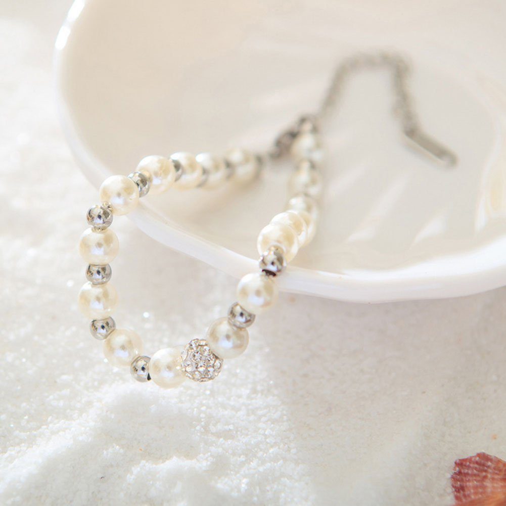 Armband Perlen,für Silber GLAMO Geschenk Synthetische Damen Mädchen Armband Damen