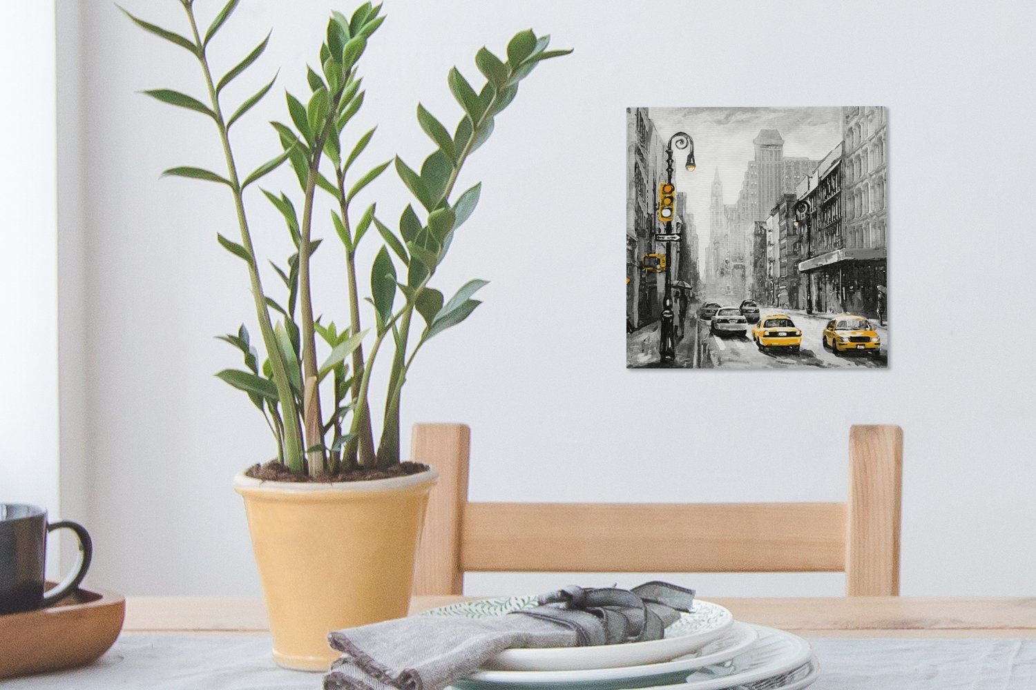 Leinwand (1 - Bilder - Schlafzimmer Gemälde Ölfarbe OneMillionCanvasses® Gemälde Auto, St), - Stadt Wohnzimmer für