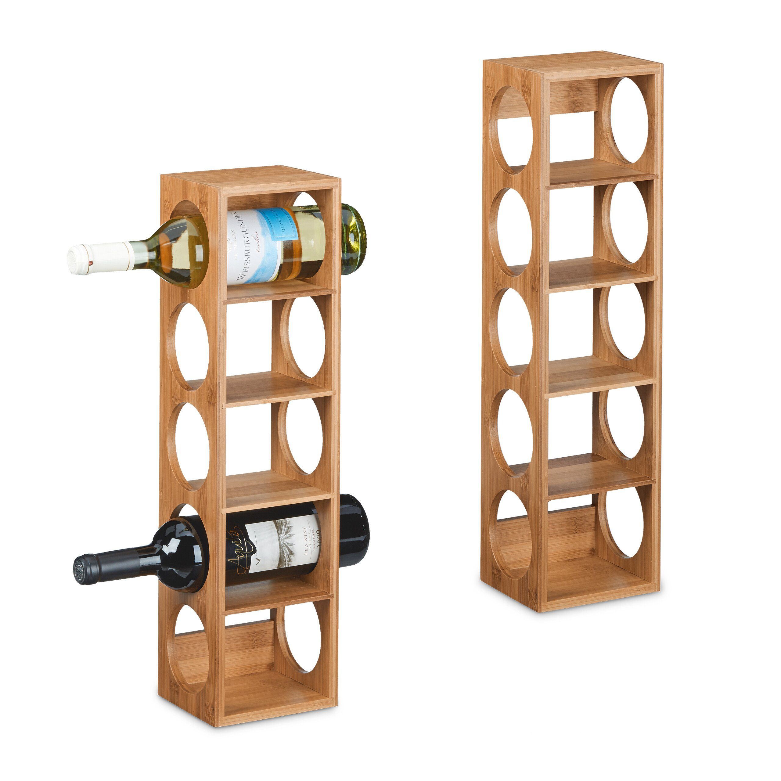 relaxdays Weinregal Bambus Weinregal im 2er Set