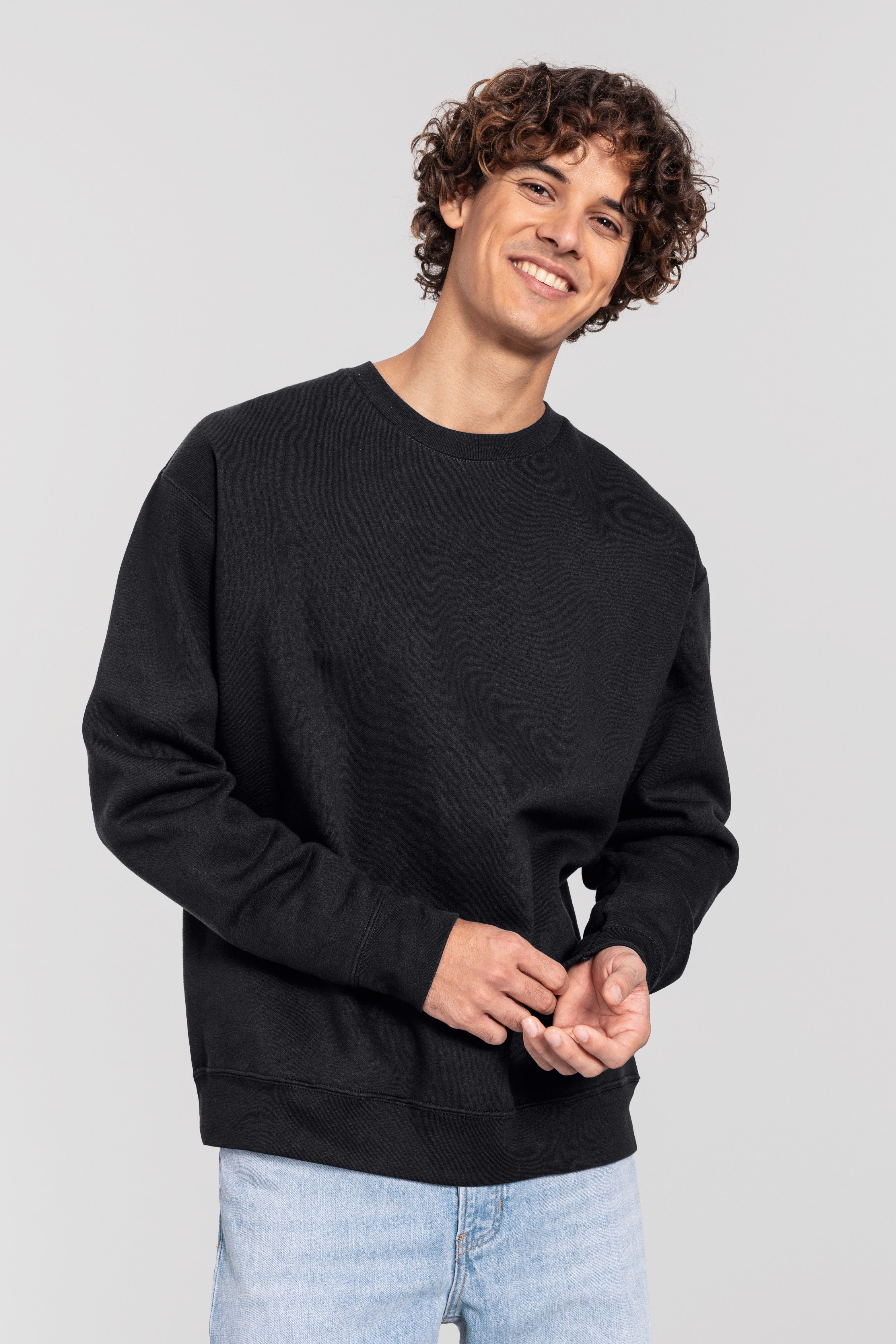Fruit of the Loom Sweatshirt Iconic Premium Sweat mit angesetzten Bündchen, aus Baumwolle und Polyester