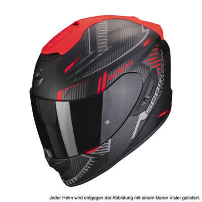 Scorpion Exo Motorradhelm Exo-1400 Evo Air Shell schwarz-rot matt, Sport Touren Helm aufpumpbare Wangenpolster Pinlock Sonnenblende