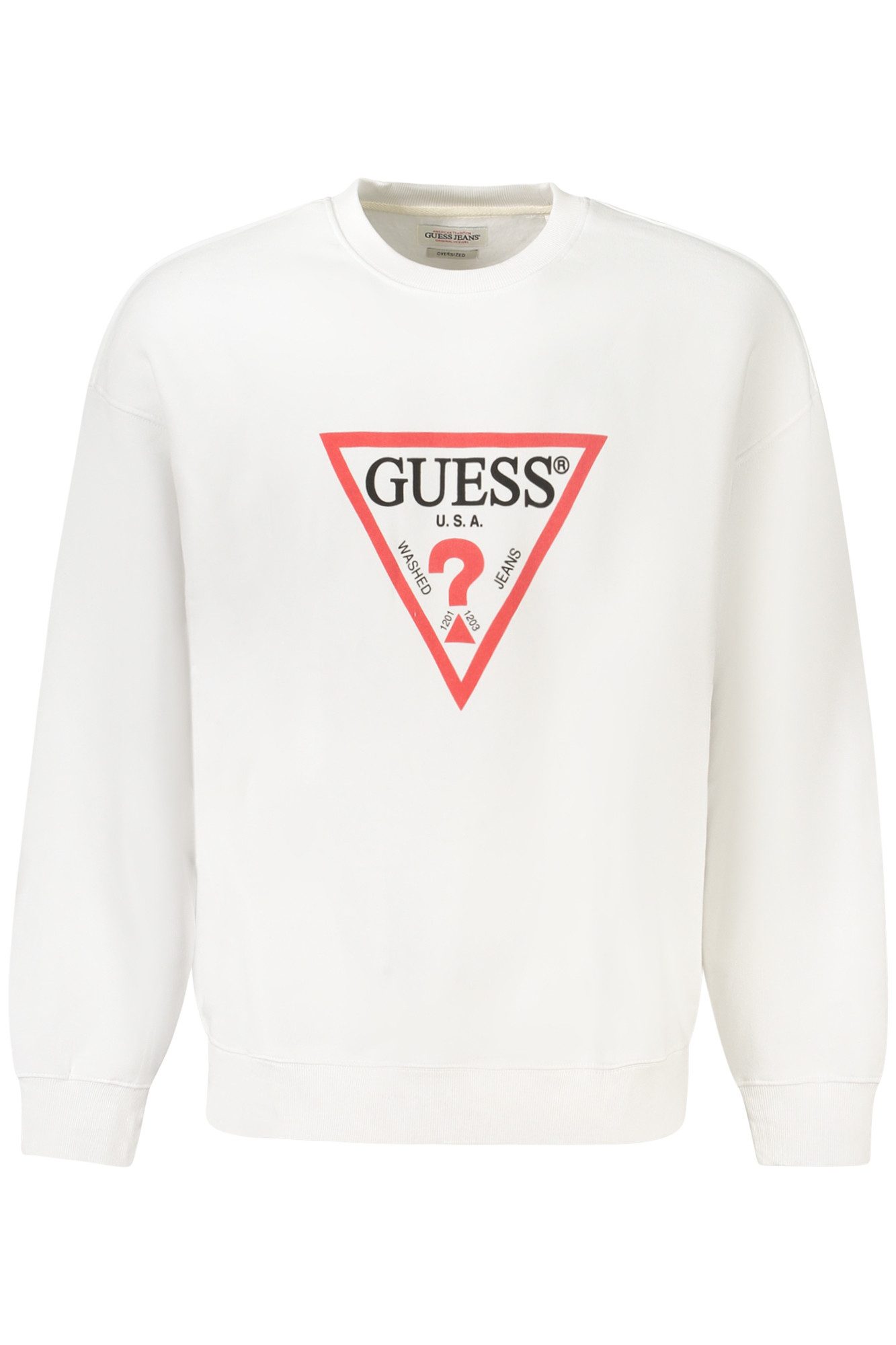 GUESS JEANS Sweatshirt Herren Oversized Sweatshirt Weiß - Bio-Baumwolle