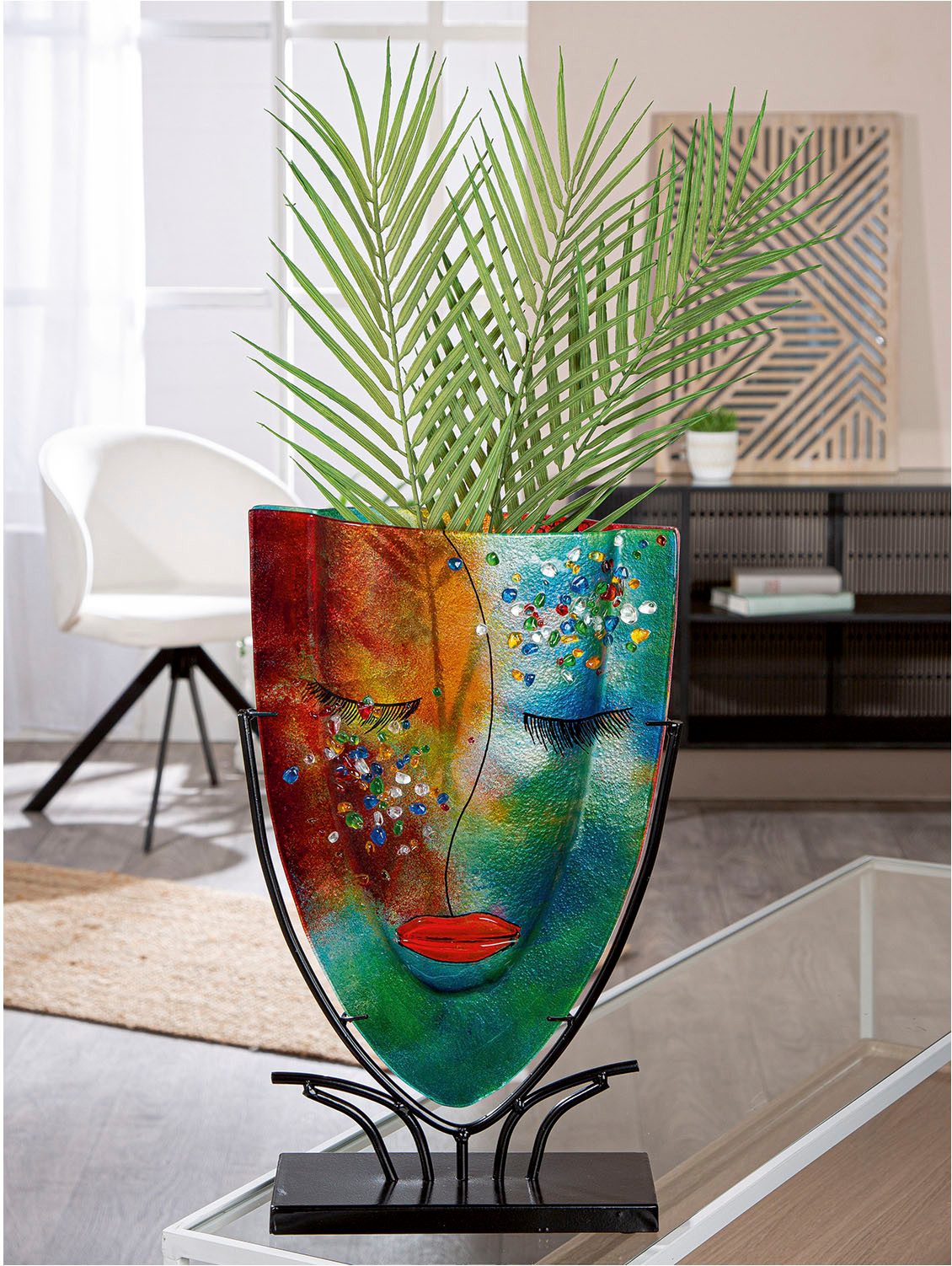 Casablanca by Gilde Tischvase Gesichtsvase oval Violet lila H. 49 cm (1 St)