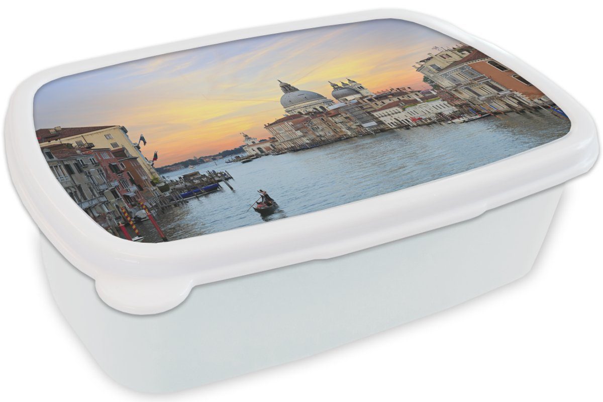 MuchoWow Jungs - - Erwachsene, Venedig, Sonnenuntergang Italien weiß Brotbox für Kunststoff, (2-tlg), Brotdose, und Kinder und für Lunchbox Mädchen