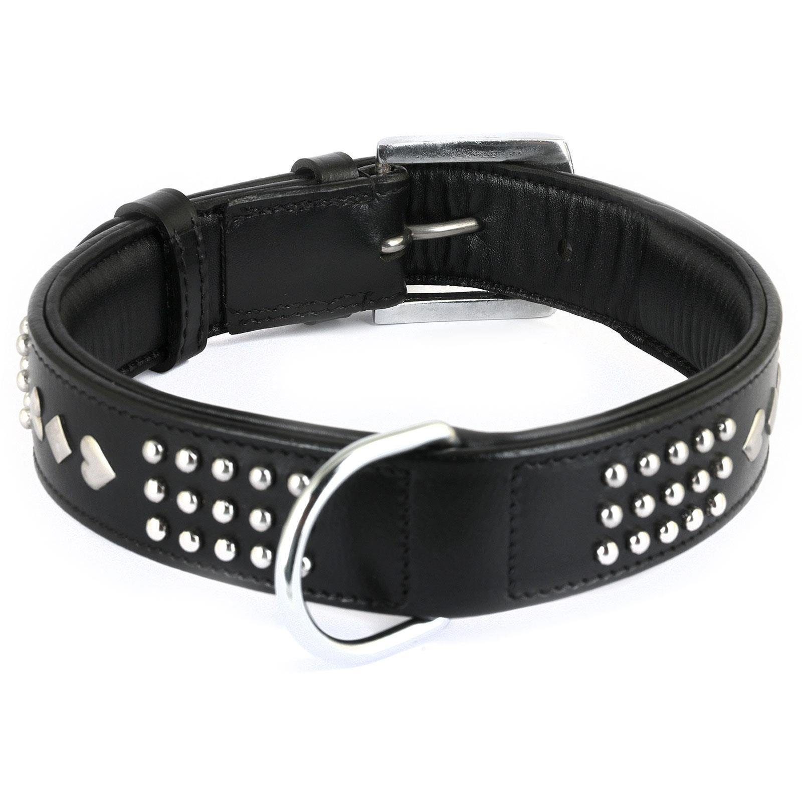 Monkimau Hunde-Halsband Hundehalsband aus Leder mit Nieten, Leder