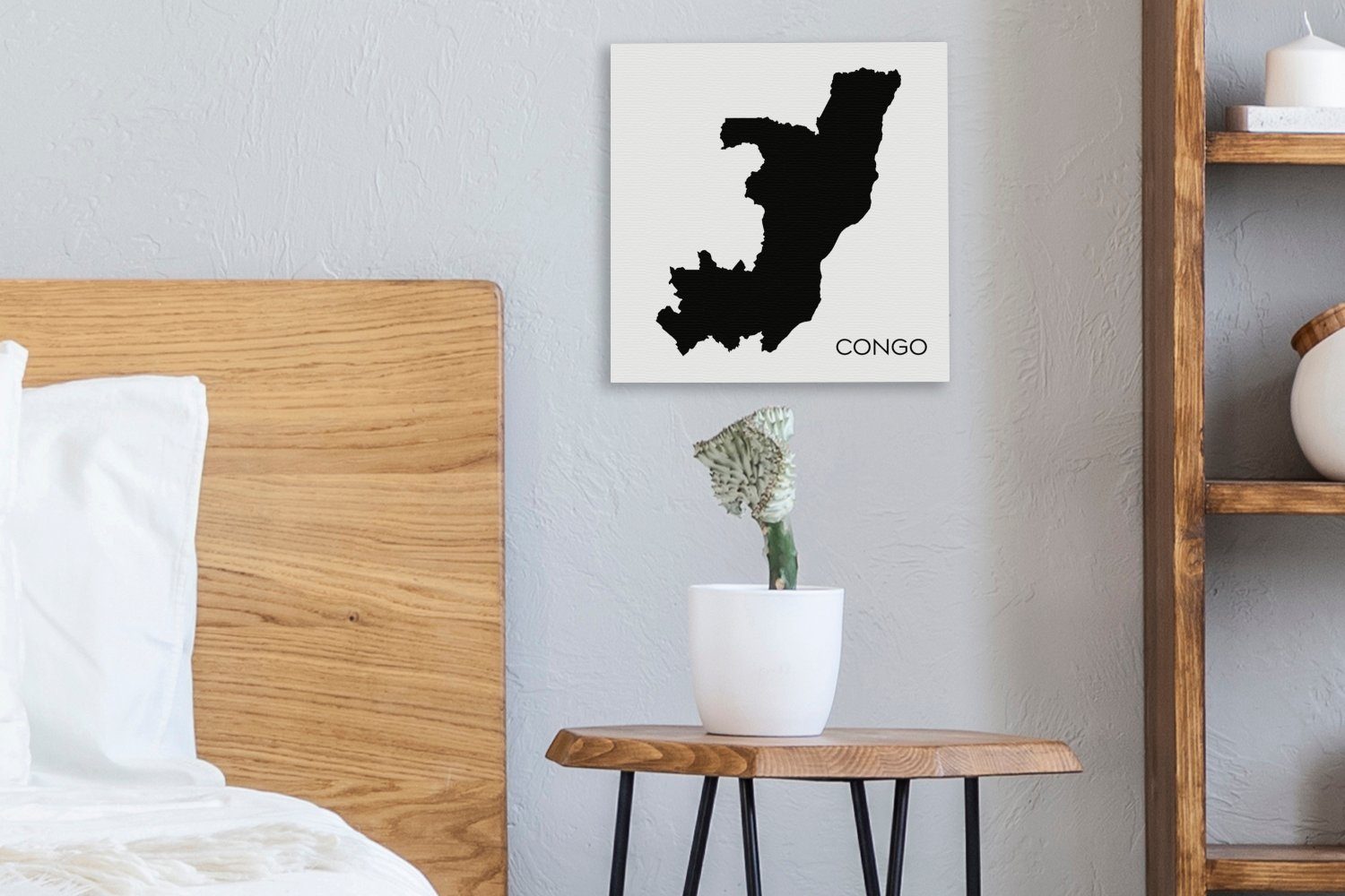 (1 Wohnzimmer Illustration der für Bilder Kongo-Brazzaville, Schlafzimmer Silhouette schwarzen von St), OneMillionCanvasses® Leinwand Leinwandbild