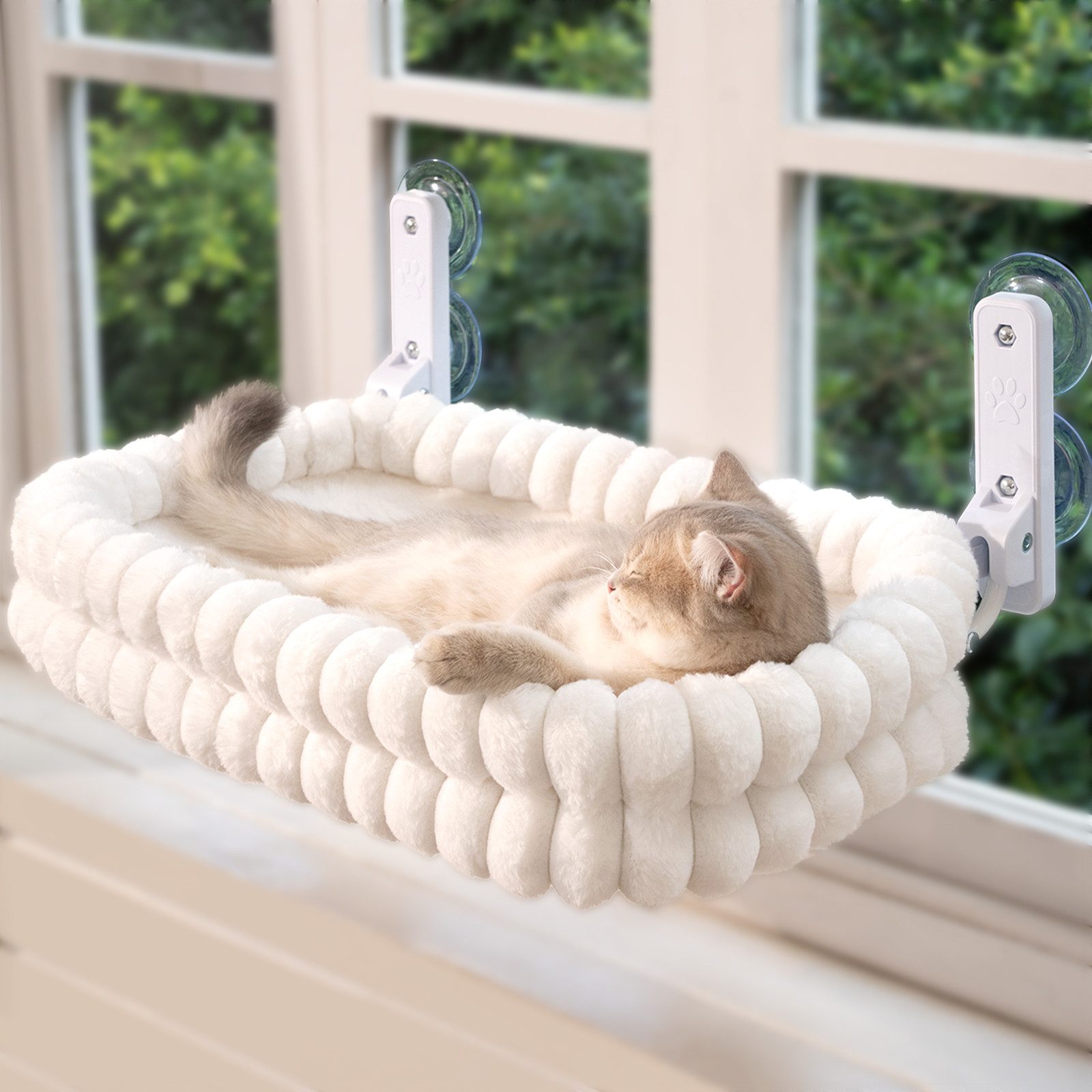 CheerPals Tierbett Fensterliege bis 18kg, faltbare Hängematte, Wendebezug, Polyesterfaser