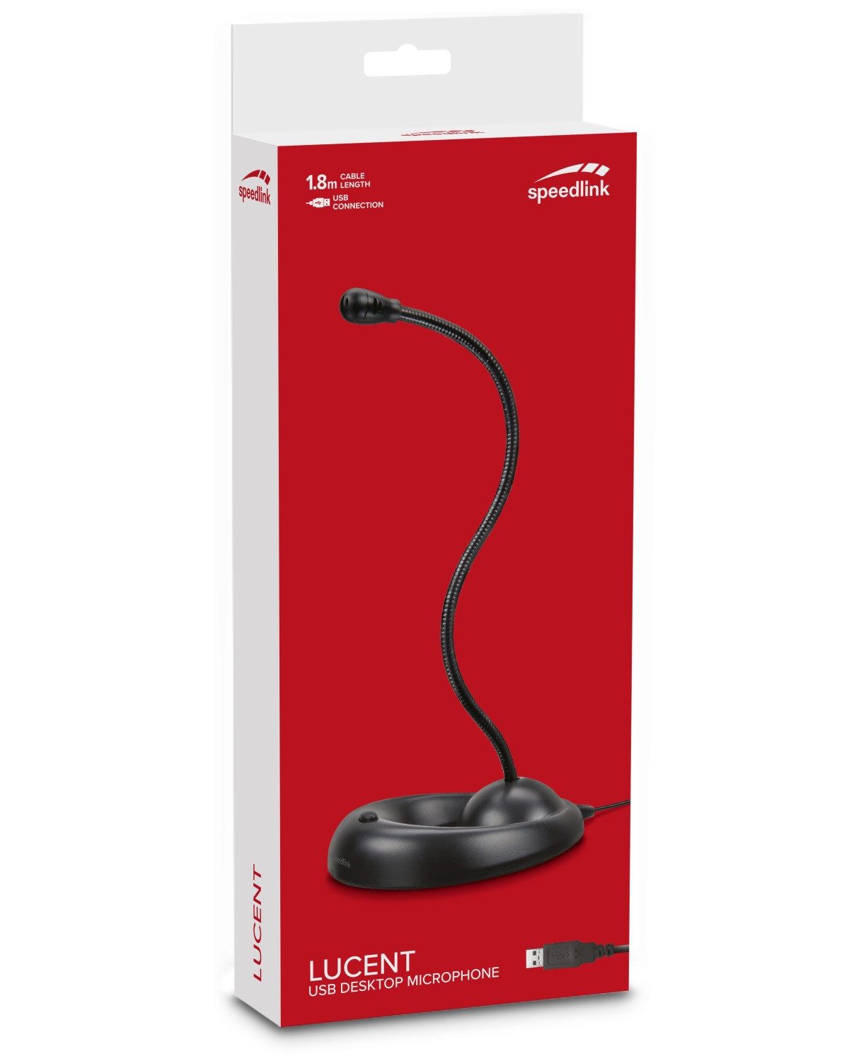 Speedlink Mikrofon LUCENT USB Tisch-Mikrofon Desktop Microphone, Mic mit Standfuß Ständer, flexibel verformbarer Mikrofonhals