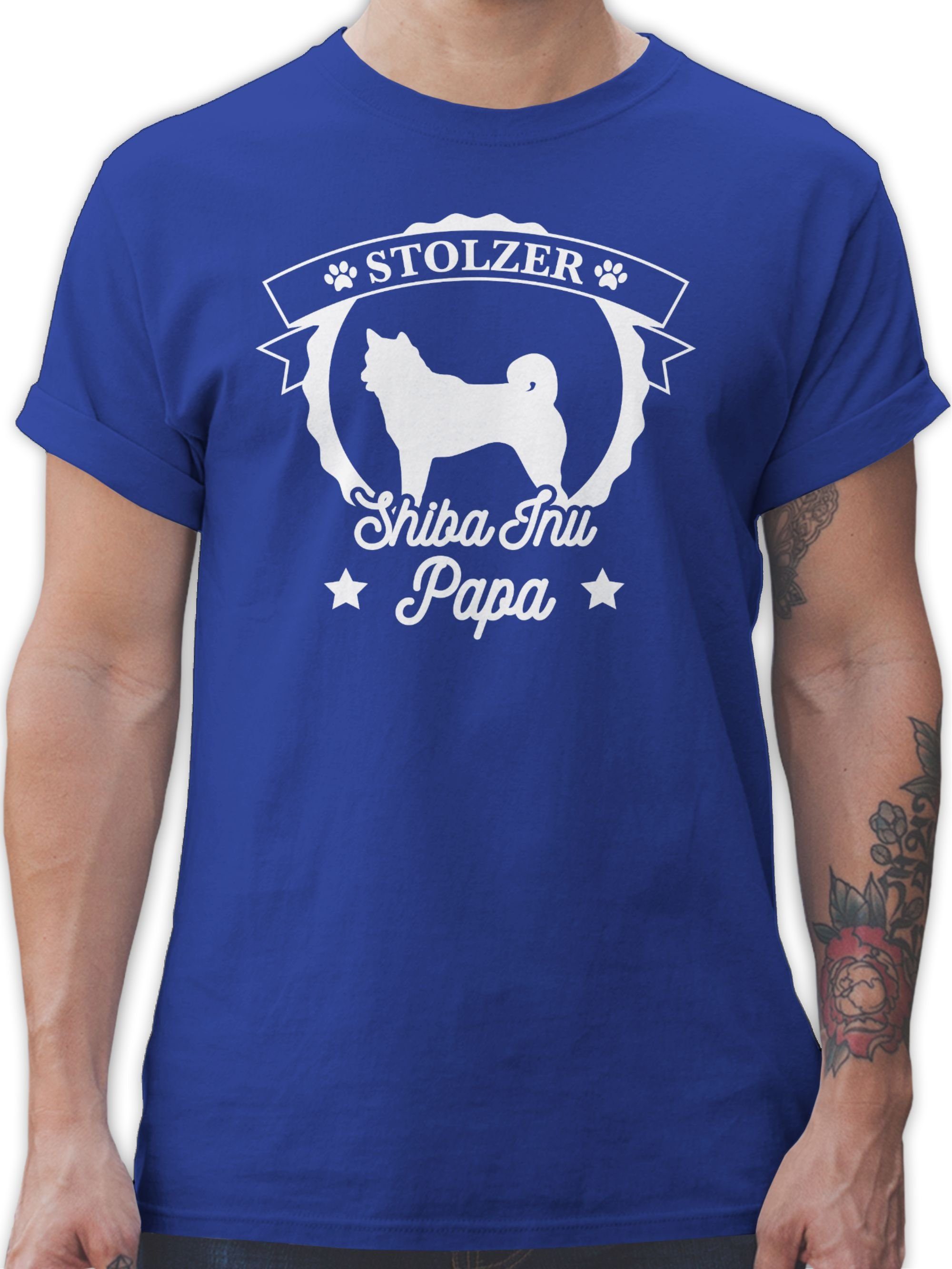 T-Shirt Shiba für Inu 3 Shirtracer Hundebesitzer Royalblau Papa Stolzer Geschenk
