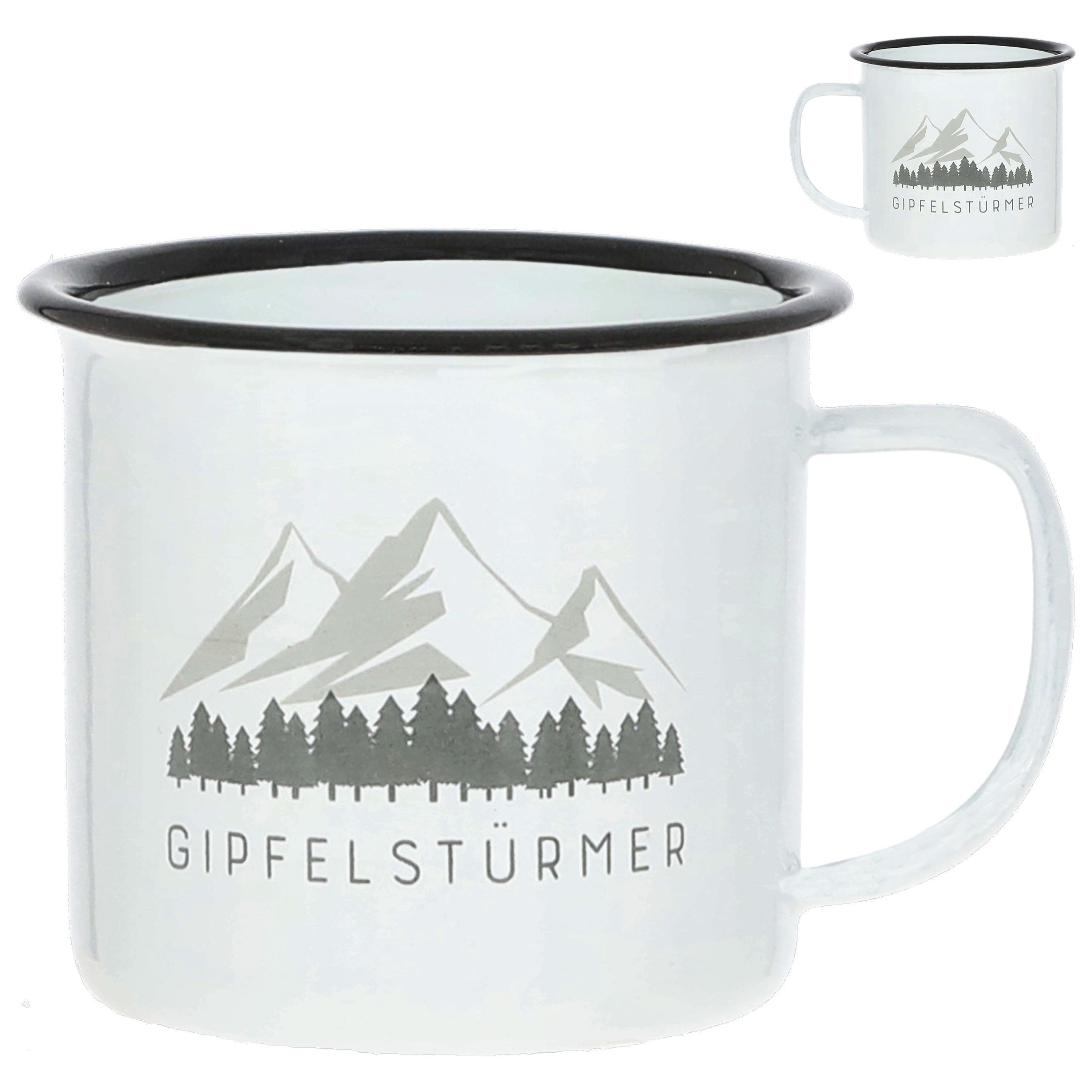 CEPEWA Tasse Kaffeebecher 3er Set 'Mountain' 9x8cm Metall Bergmotiv Tasse 350 ml – Bild 4 von 5