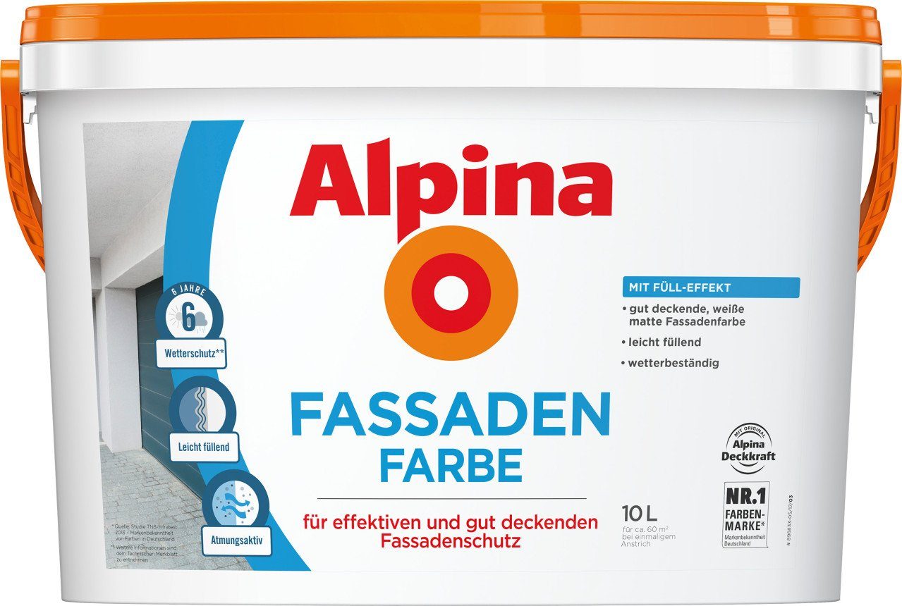 Fassadenfarbe Alpina Fassadenfarbe 10 L weiß matt