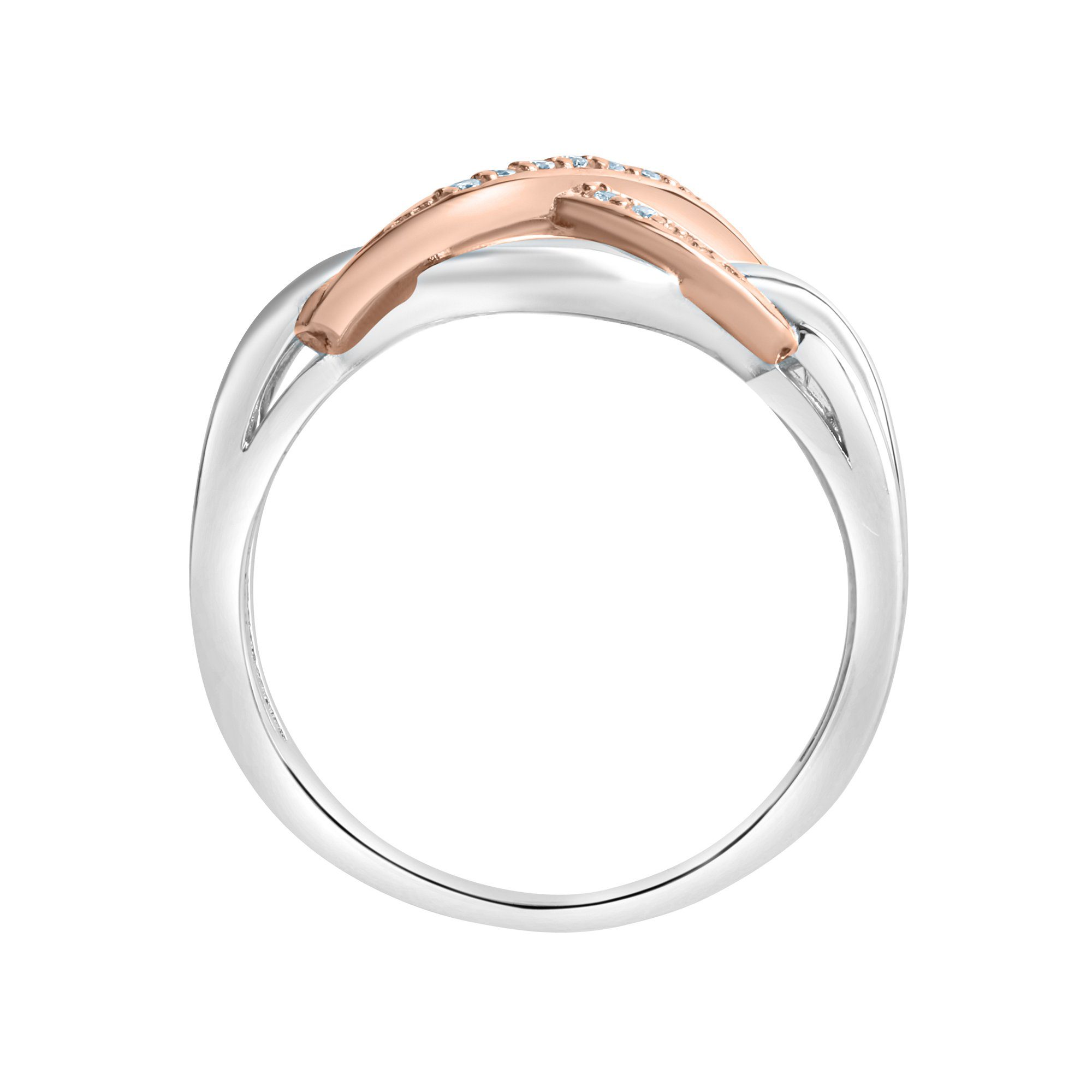 925/- Fingerring Sterling Zirkonia Zeeme 2-farbig Silber