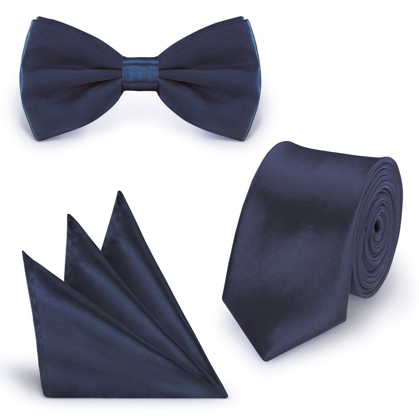 StickandShine Krawatte Krawatte Fliege Einstecktuch SET 3 Teilig Uni Polyester 5 cm Breite (Krawatte Fliege und Einstecktuch, Spar-SET, 3 Teilig) SET Uni