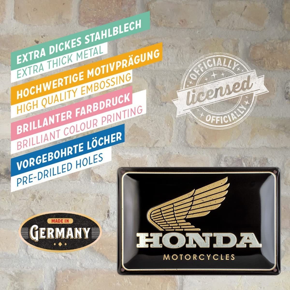 Nostalgic-Art Metallschild Blechschild 20 x 30cm - Honda MC - Motorcycles Gold – Bild 4 von 5