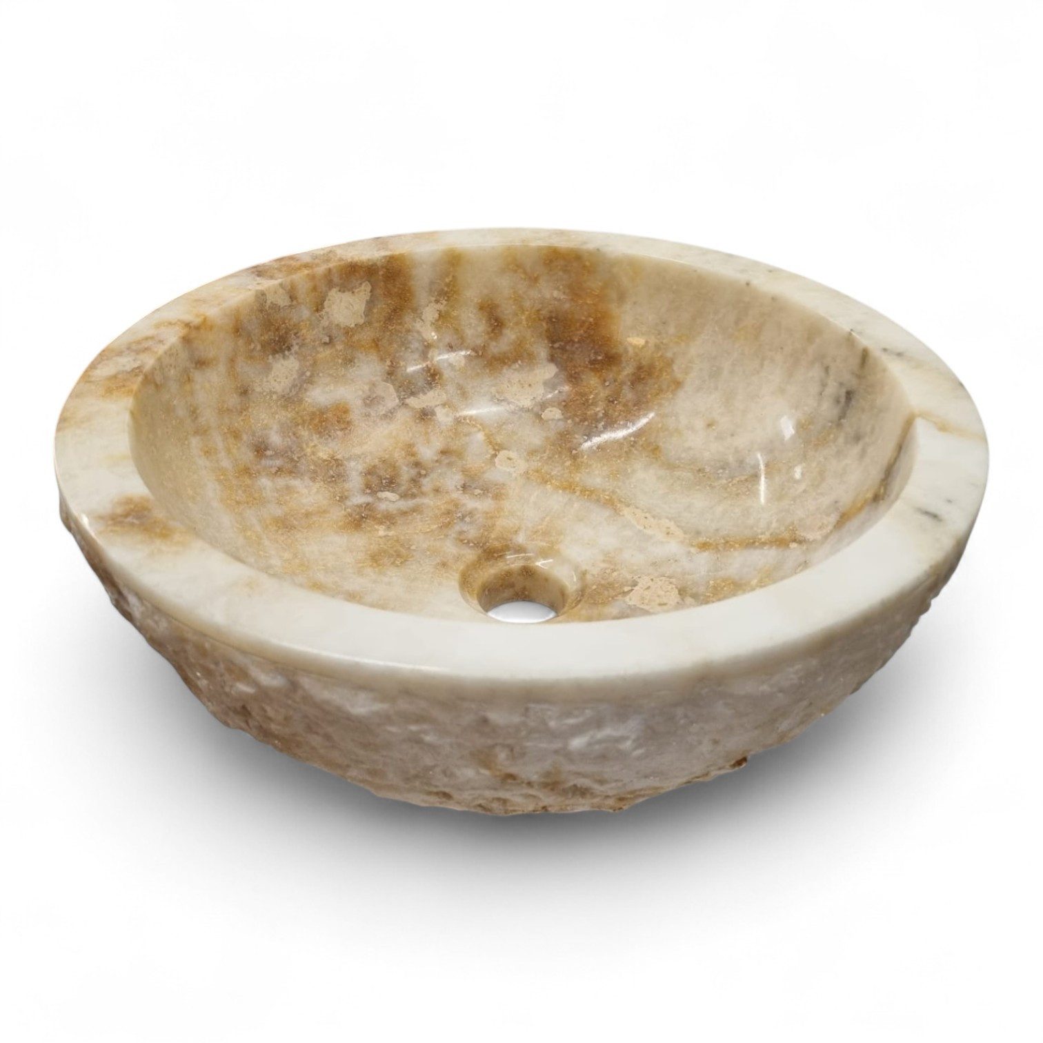Kinaree Aufsatzwaschbecken Handwaschbecken Onyx Marmor Bruchstein, handgefertigt in Indonesien