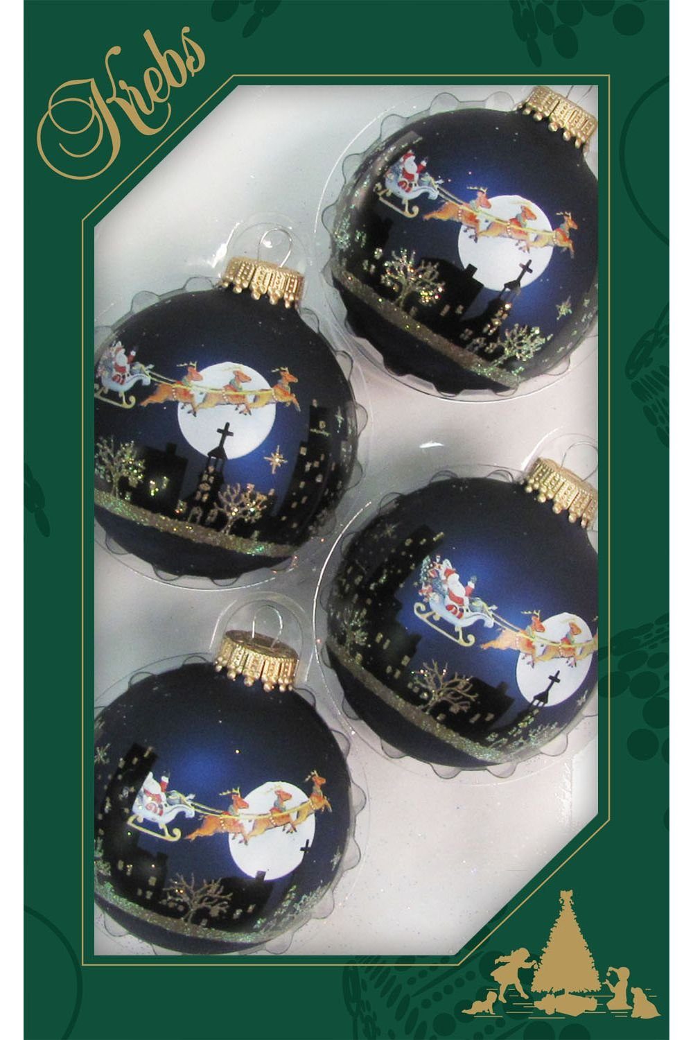 Christbaumschmuck Dekohelden24 Lauschaer Christbaumschmuck - 4er Set Kugeln in Blau