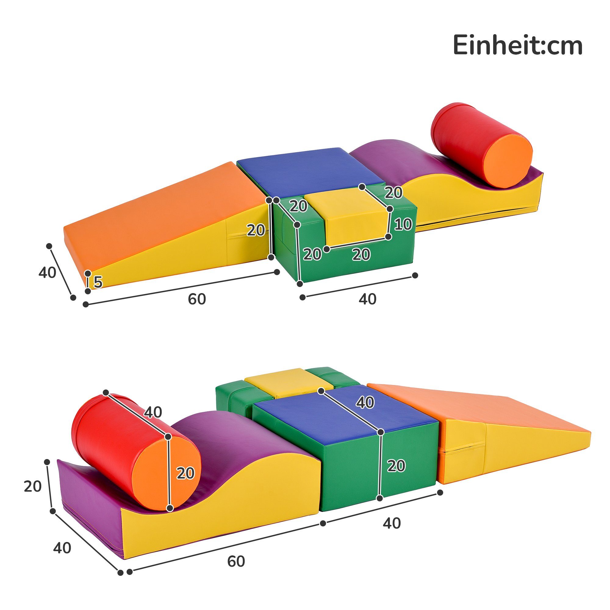 AIYAPLAY Schaumstoff Bausteine 5-tlg. - Weiche Klettersteine Für Kinder Spielzimmer