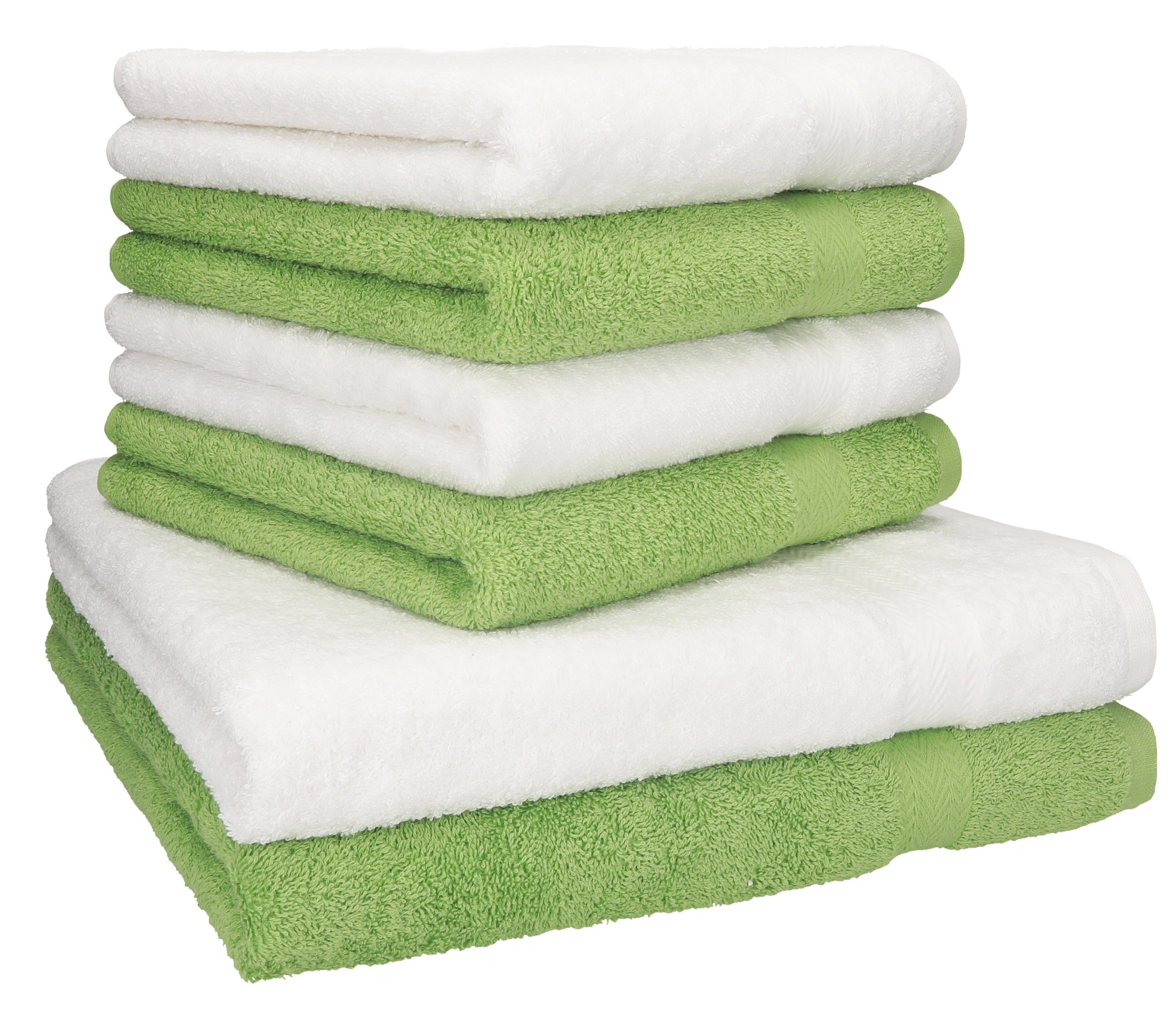 Betz Handtuch Set 6-TLG. Handtuch-Set Premium 100% Baumwolle 2 Duschtücher 4 Handtücher Farbe weiß und apfelgrün, 100% Baumwolle