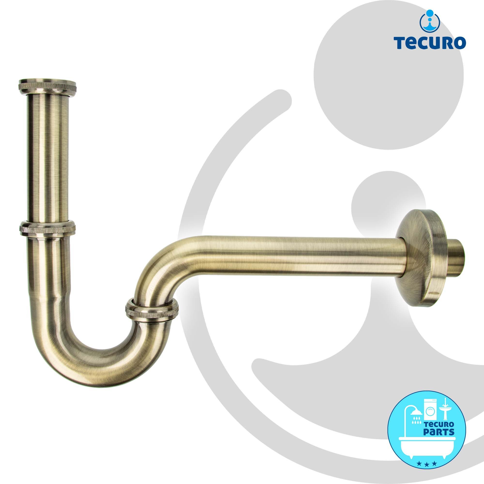 tecuro Siphon PROFI Röhrengeruchsverschluss Siphon extra lang - bronziert, extra lang