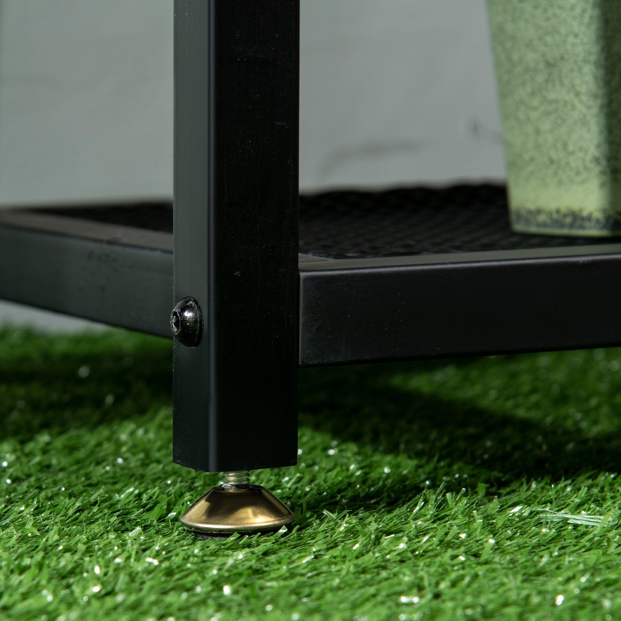 Outsunny Pflanzentreppe mit 4 Regalen, Wetterbeständig, Blumentreppe (Pflanzenregal, 1 St., Blumenständer), für Garten, Balkon, Schwarz