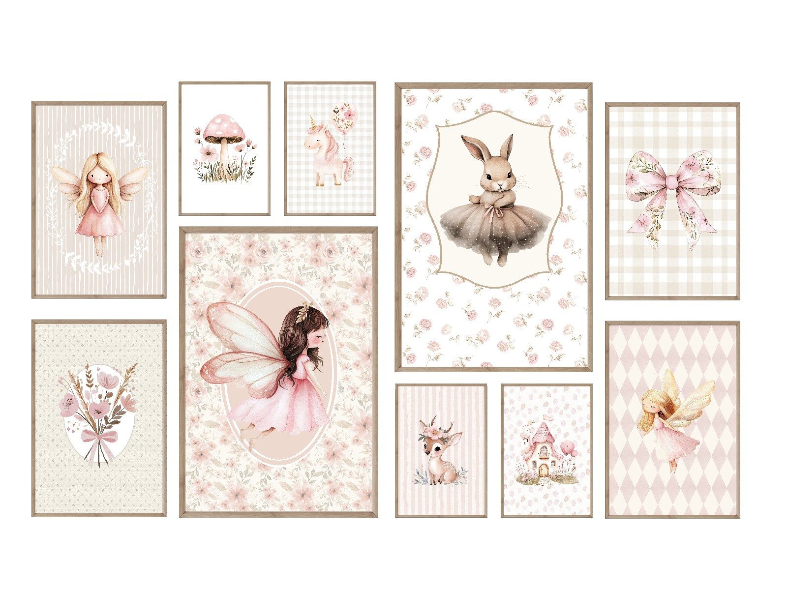 homestyle-accessoires Poster Kinderzimmer Bilderwand 10erSet Bilderset Babyzimmer, (10 St), - Ohne Bilderrahmen - Sorgfältige & sichere Verpackung