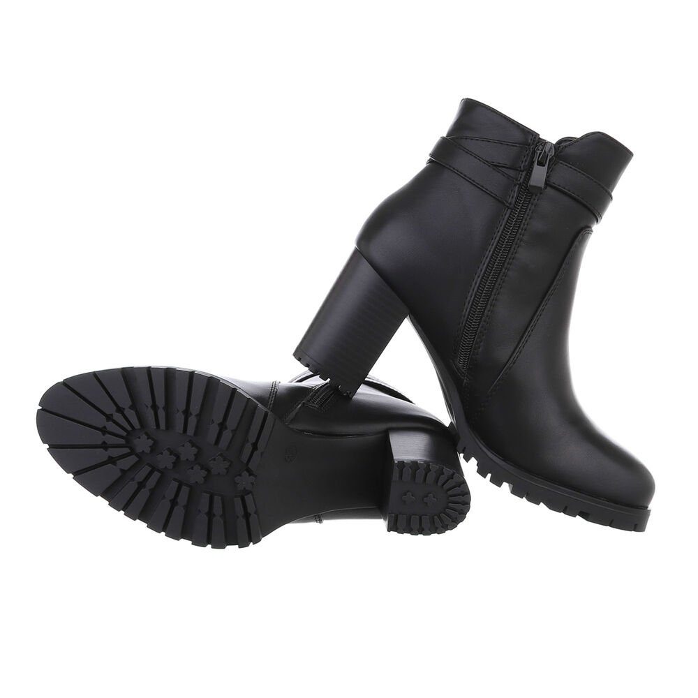 Ital-Design Damen High-Heel-Stiefelette (84338190) Blockabsatz High-Heel Stiefeletten in Schwarz